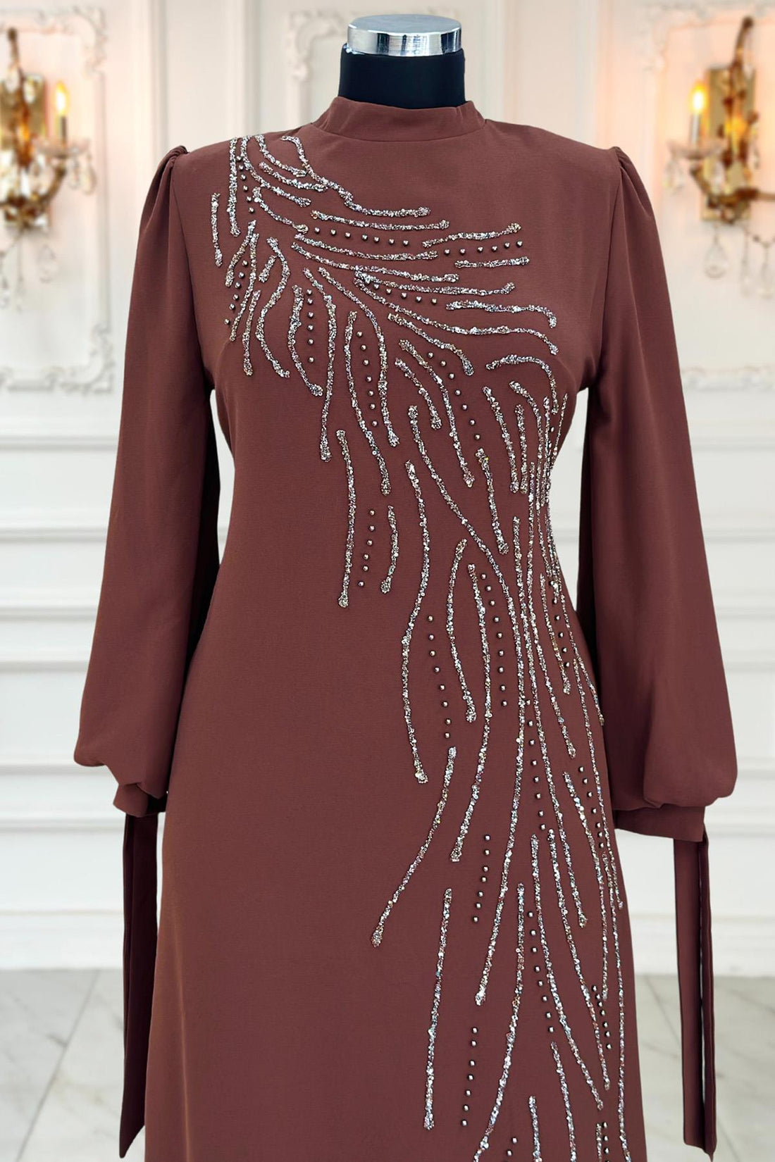 İrem Modest Evening Dress - Brown