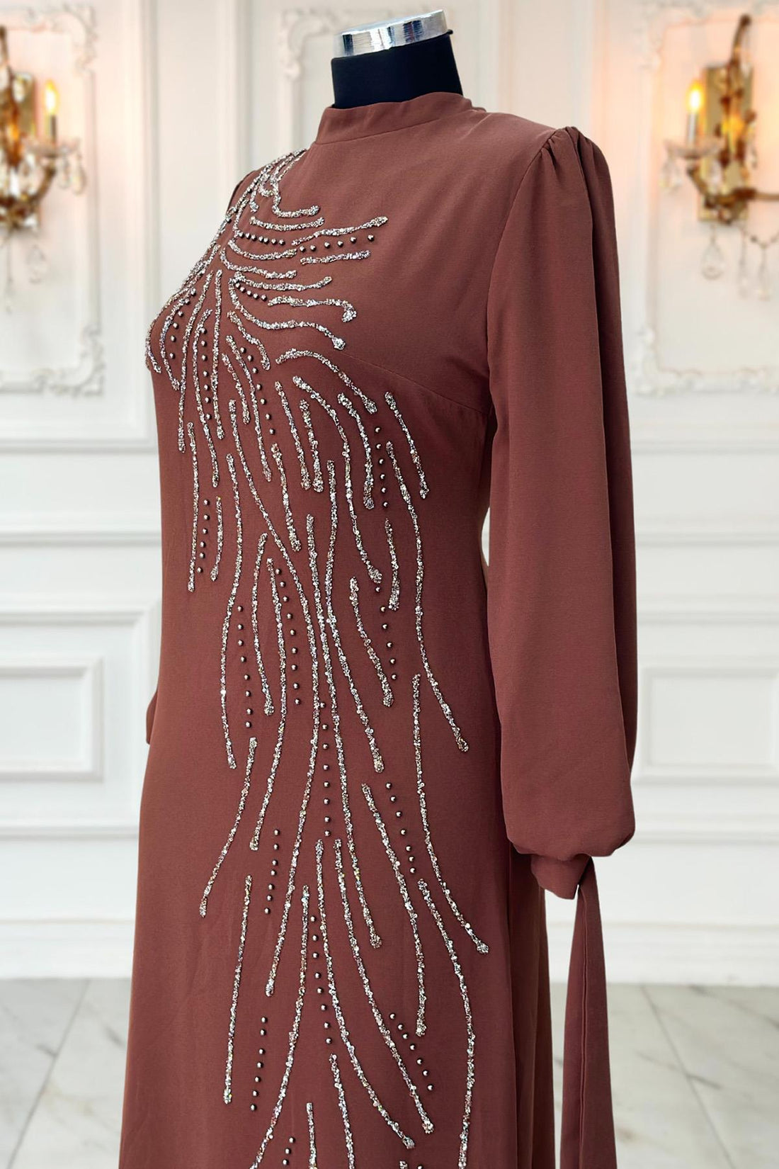 İrem Modest Evening Dress - Brown