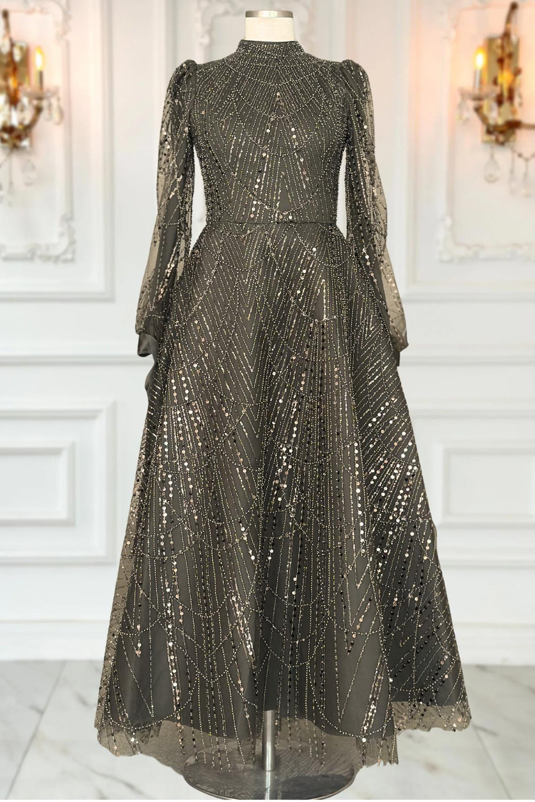 Karina Modest Evening Dress - Khaki
