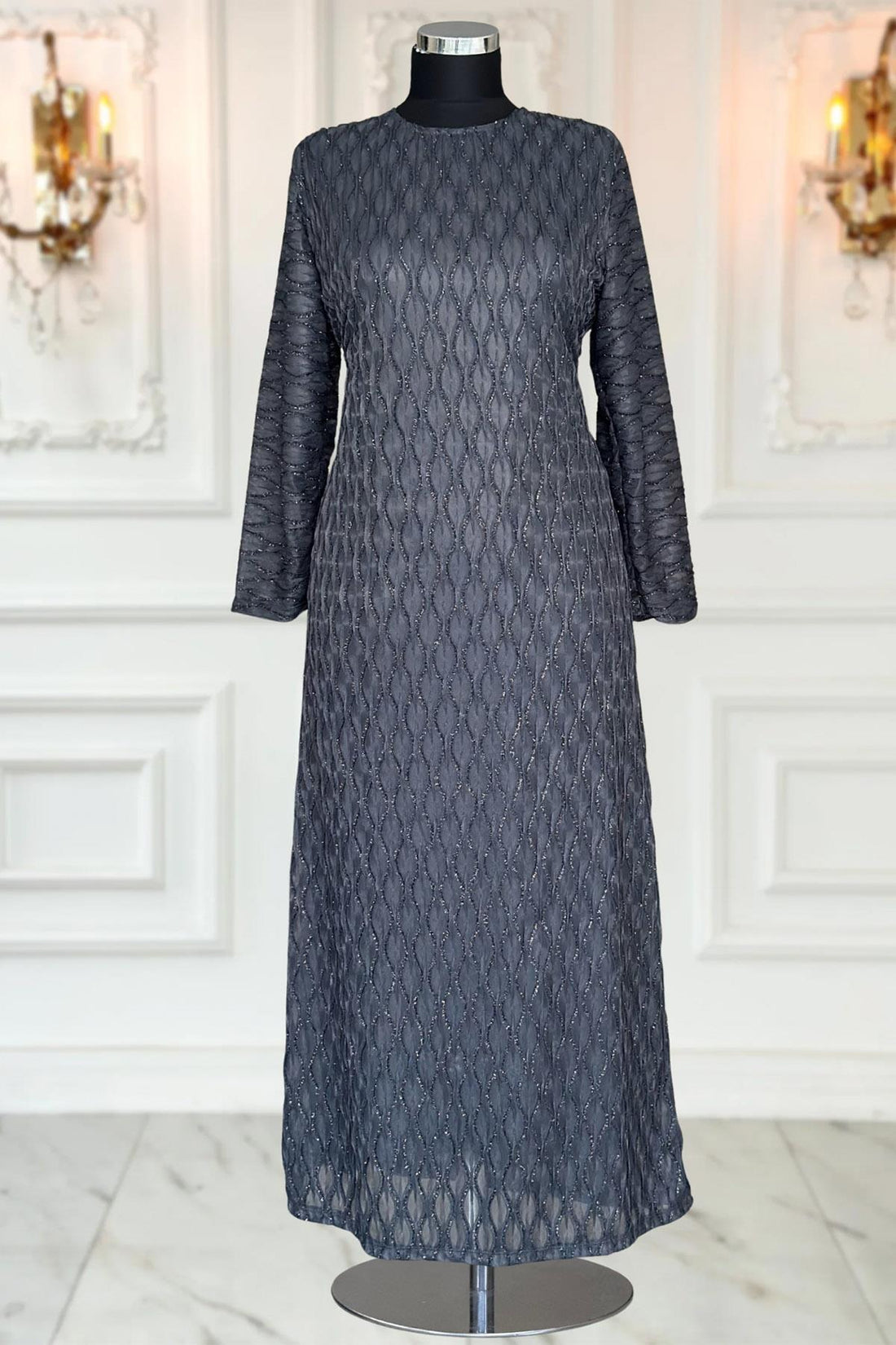 Mahi Modest Evening Dress - Anthracite