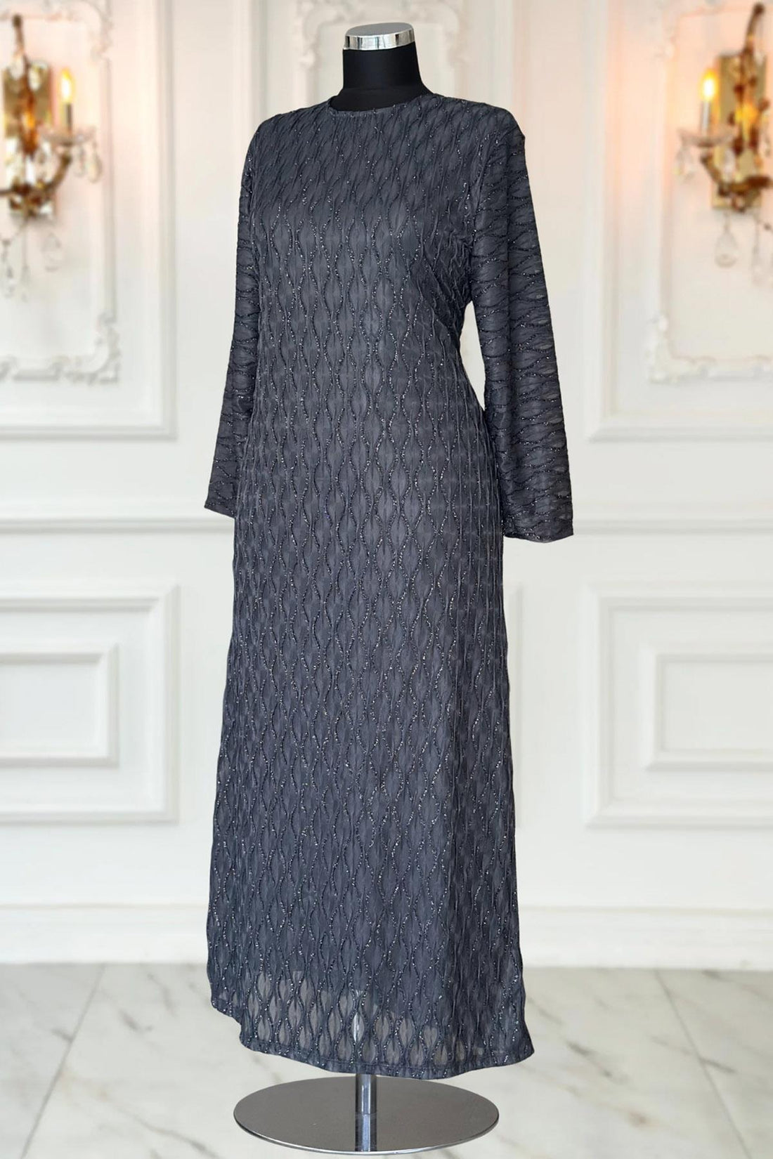 Mahi Modest Evening Dress - Anthracite
