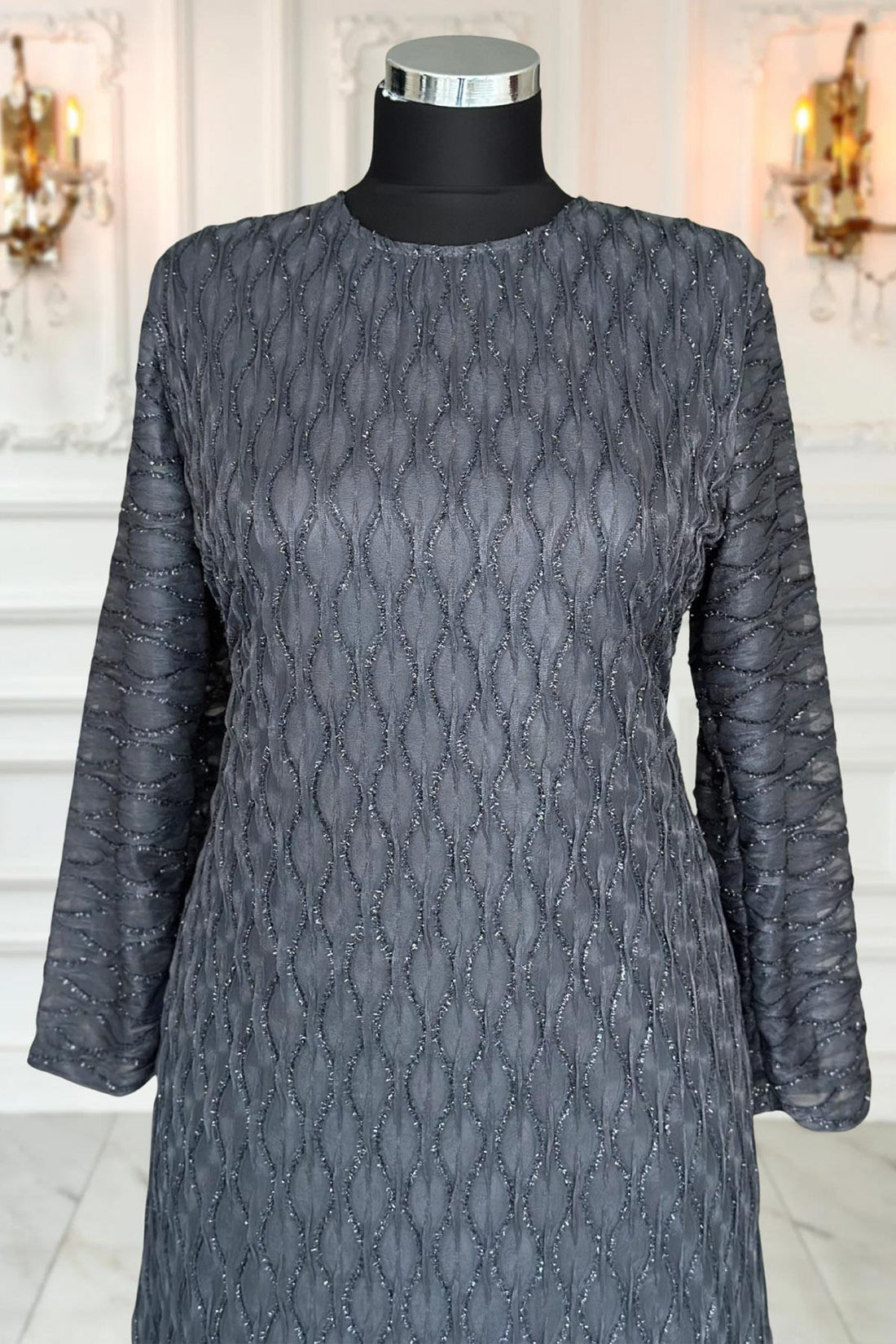 Mahi Modest Evening Dress - Anthracite