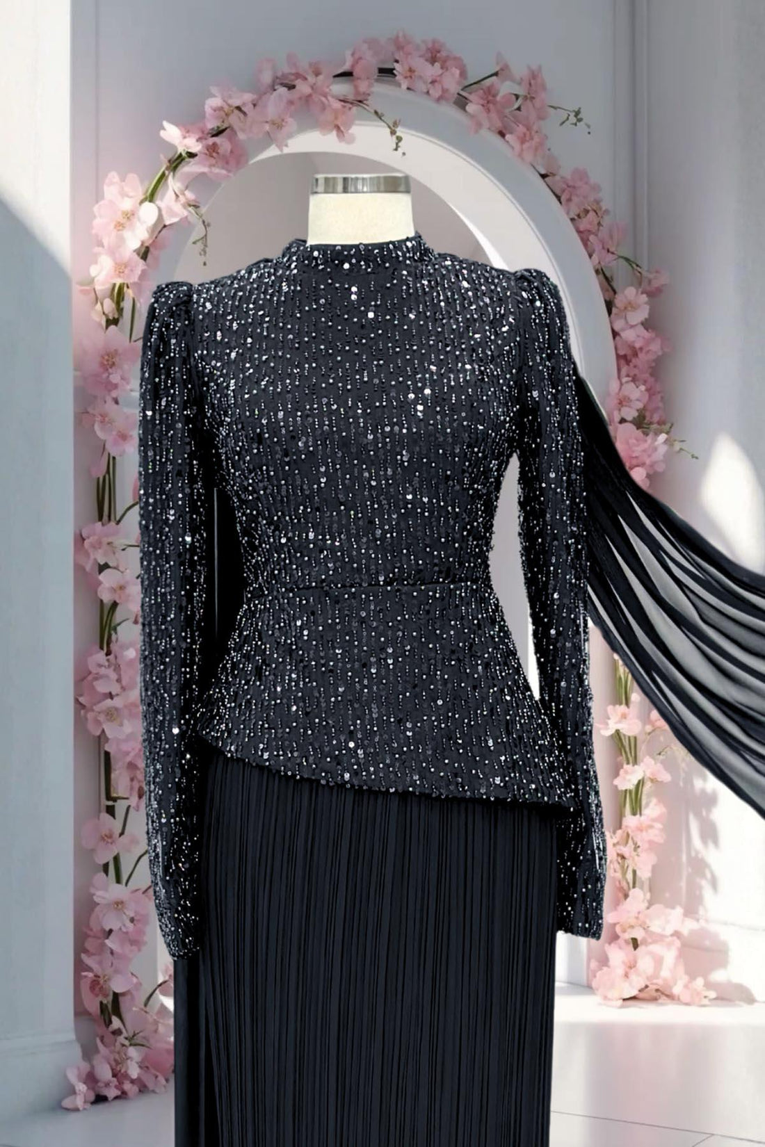 Masal Modest Evening Dress - Black