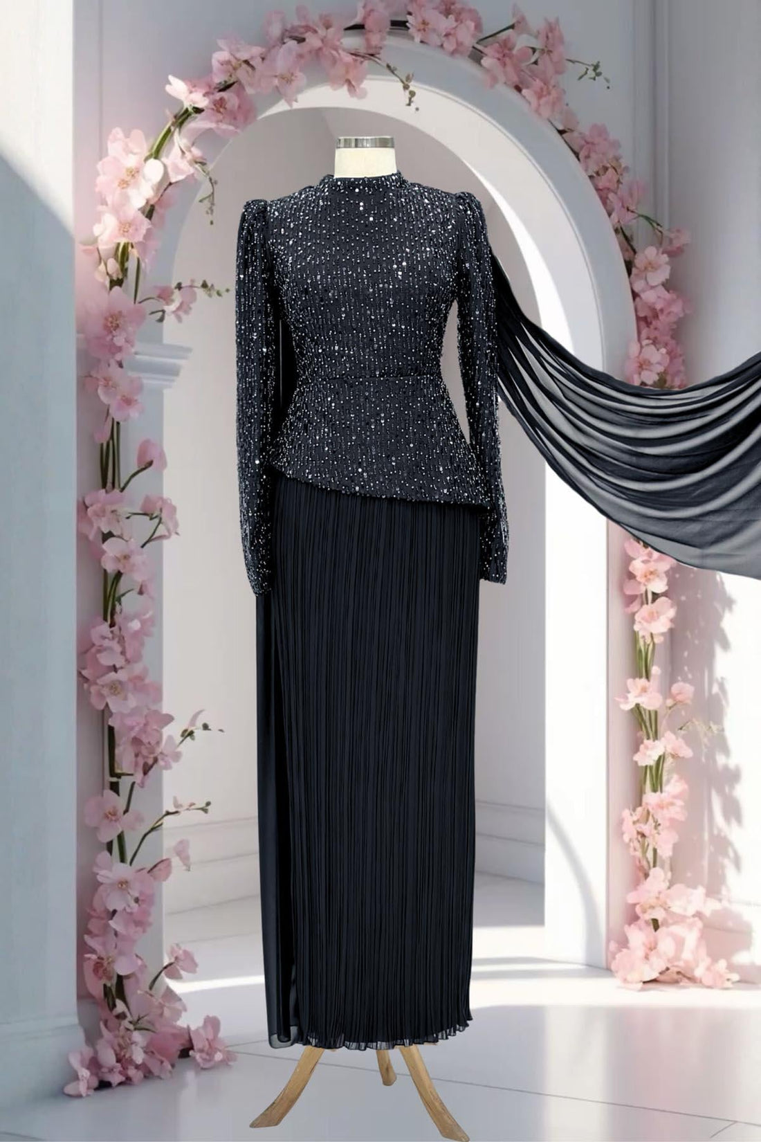 Masal Modest Evening Dress - Black