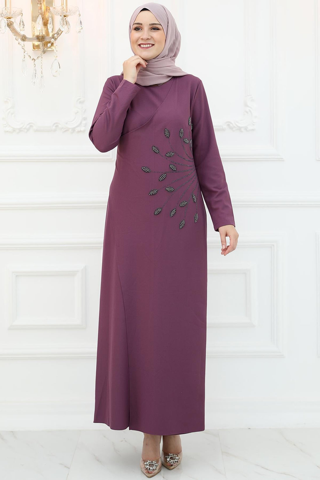Mislina Modest Evening Dress - Violet
