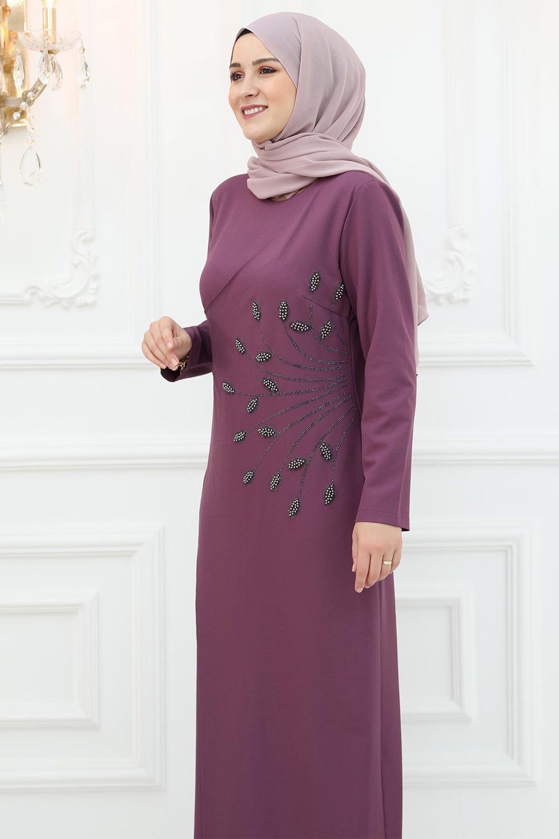 Mislina Modest Evening Dress - Violet