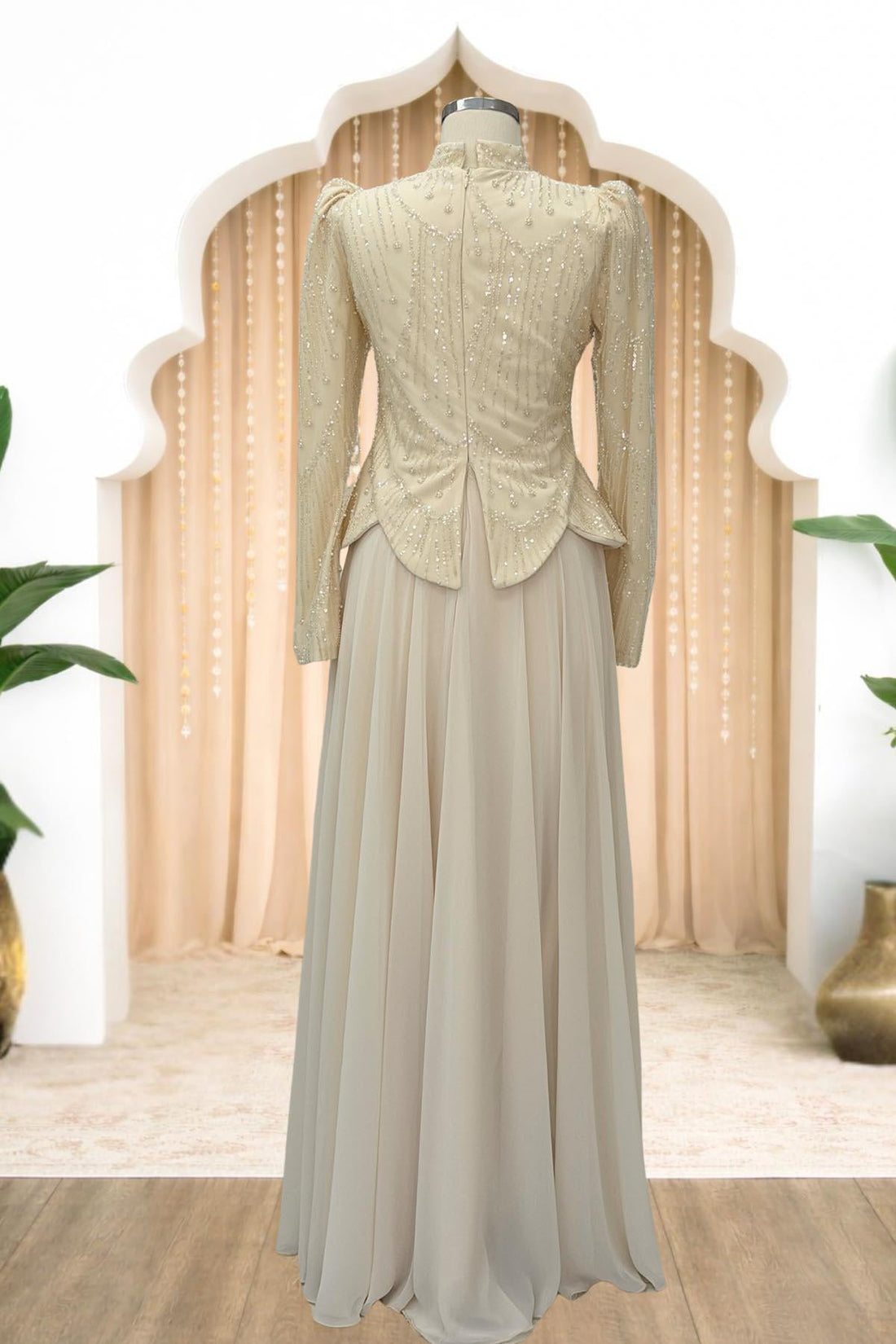 Narin Modest Evening Dress - Beige