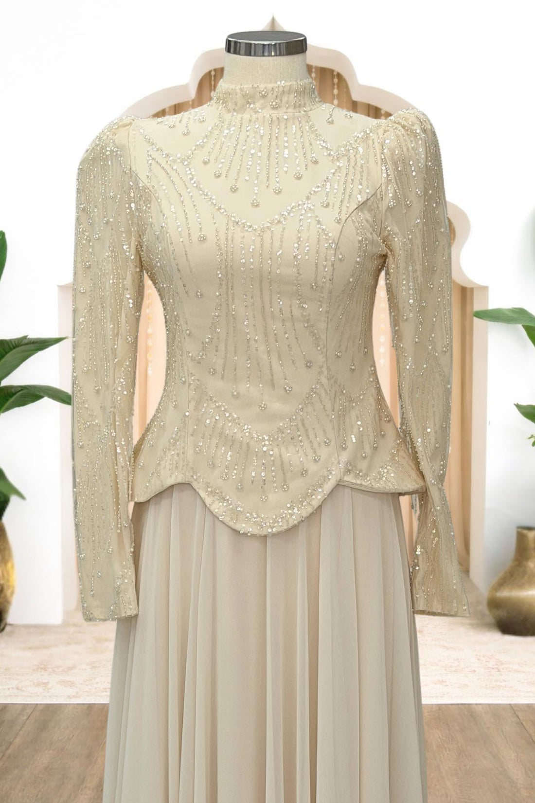 Narin Modest Evening Dress - Beige