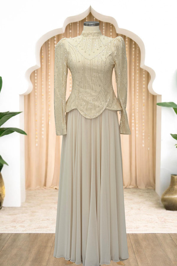 Narin Modest Evening Dress - Beige