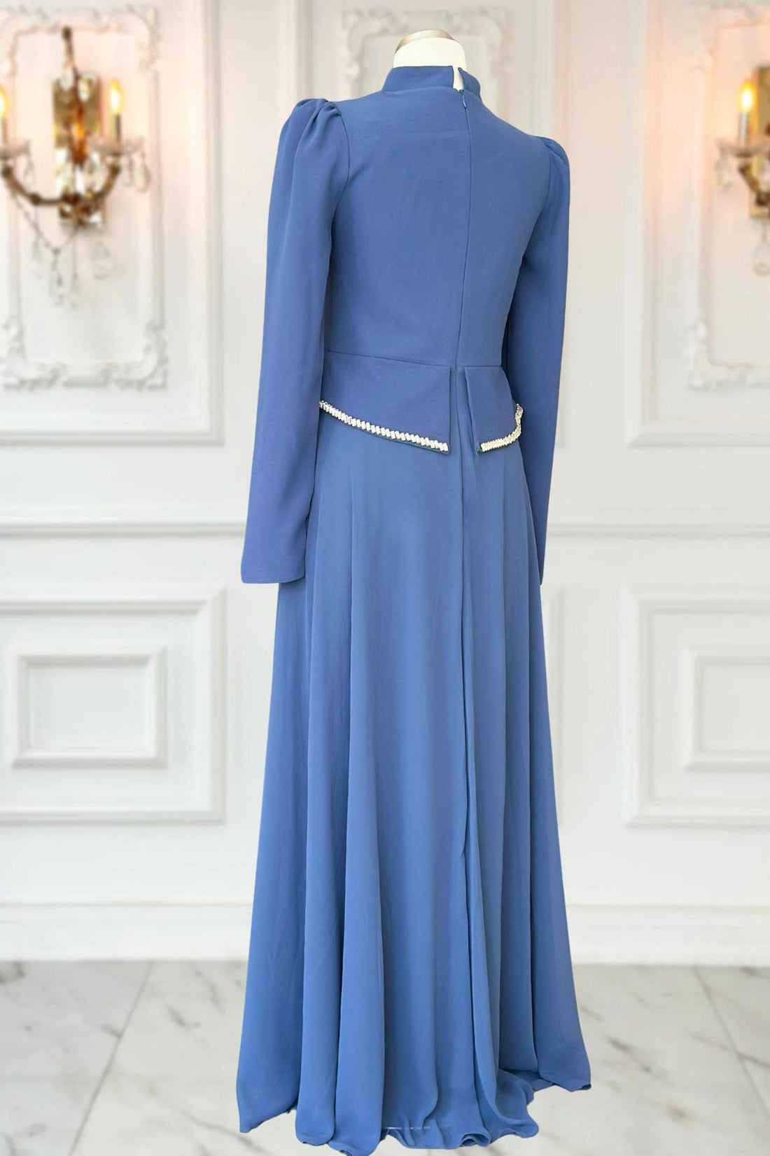 Naz Modest Evening Dress - Indigo