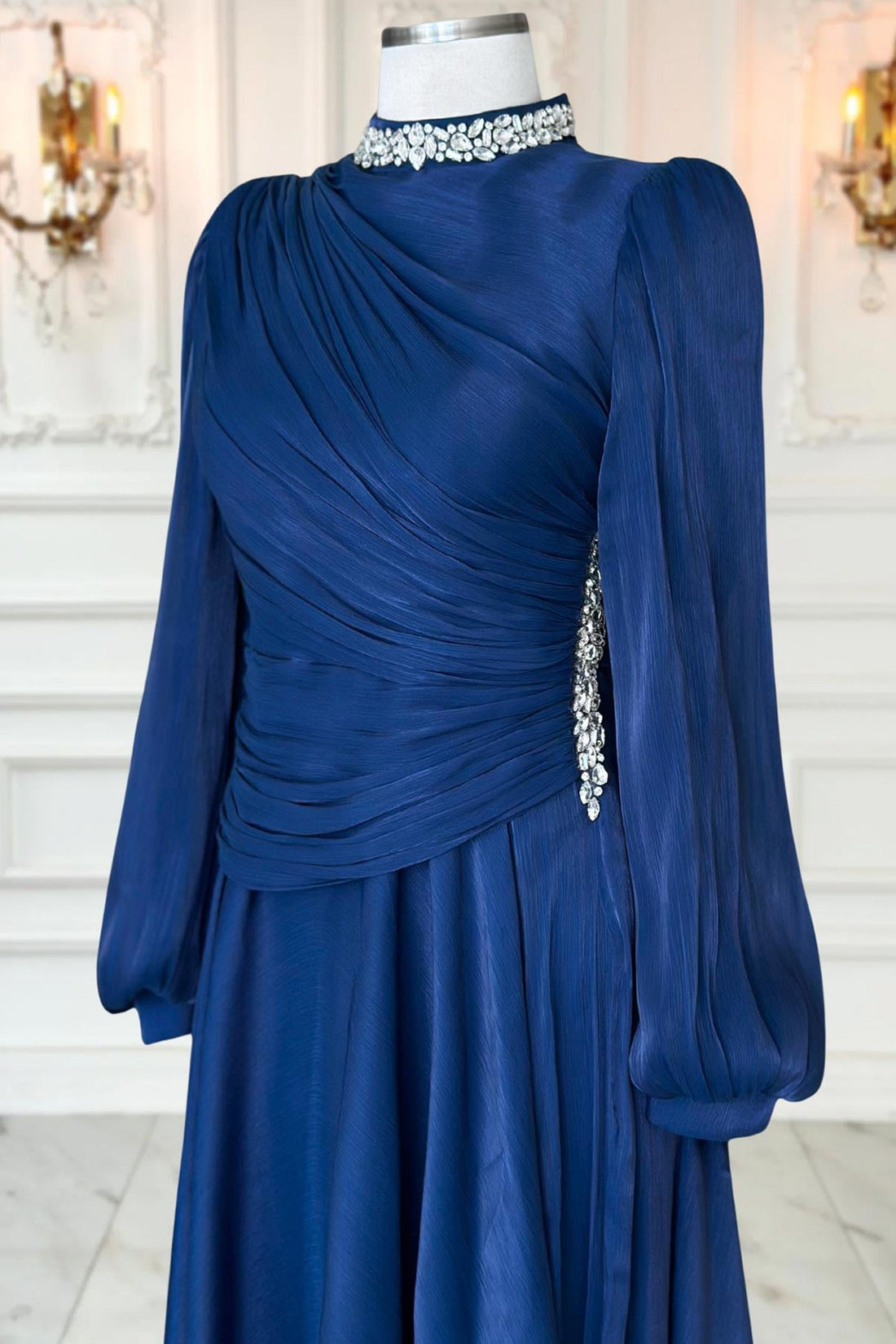 Nergis Modest Evening Dress - Navy