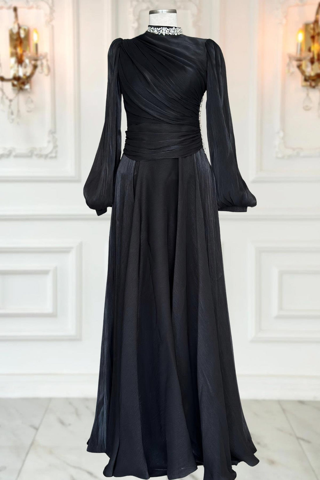 Nergis Modest Evening Dress - Black