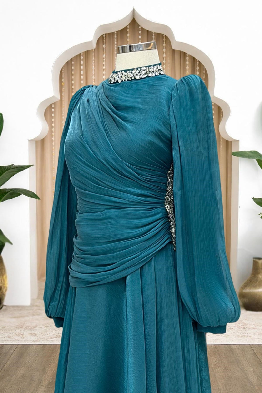 Nergis Modest Evening Dress - Turquoise