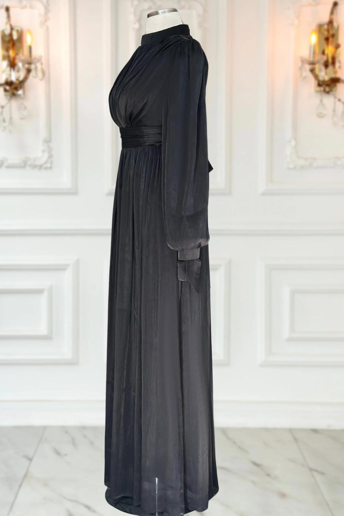 Nida Modest Evening Dress - Black