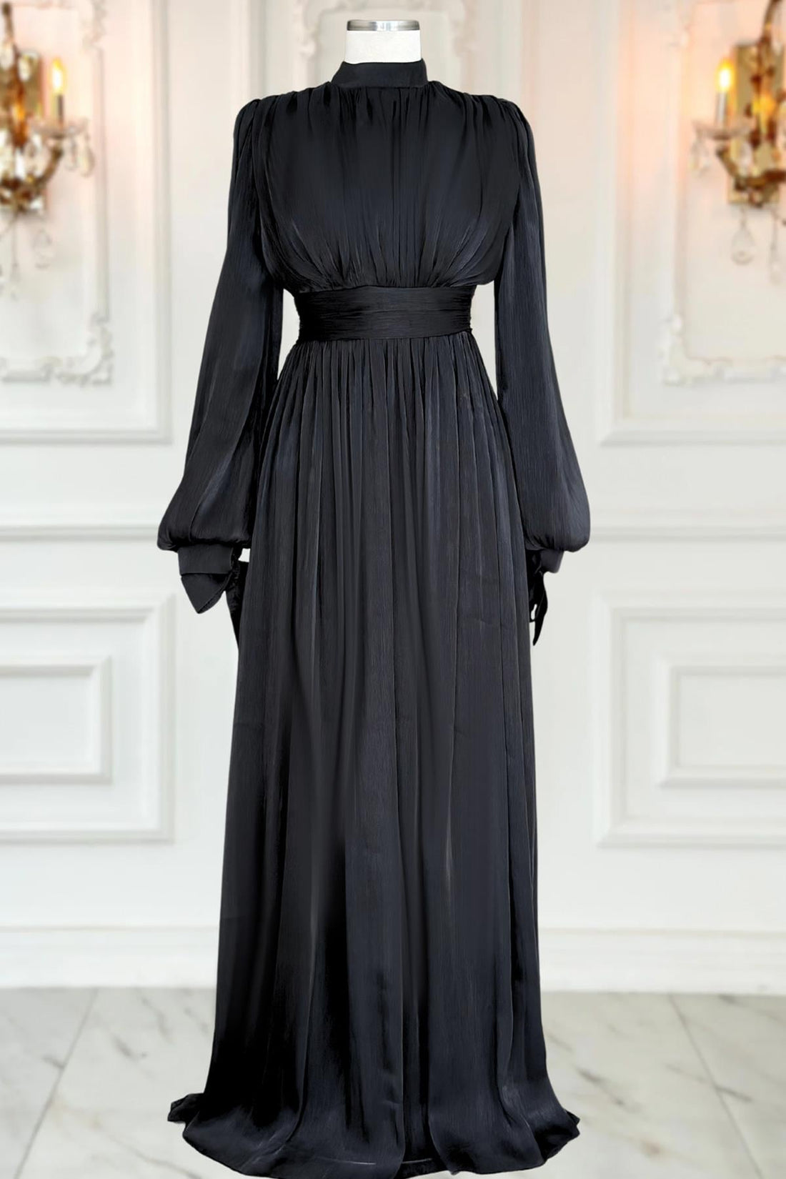 Nida Modest Evening Dress - Black