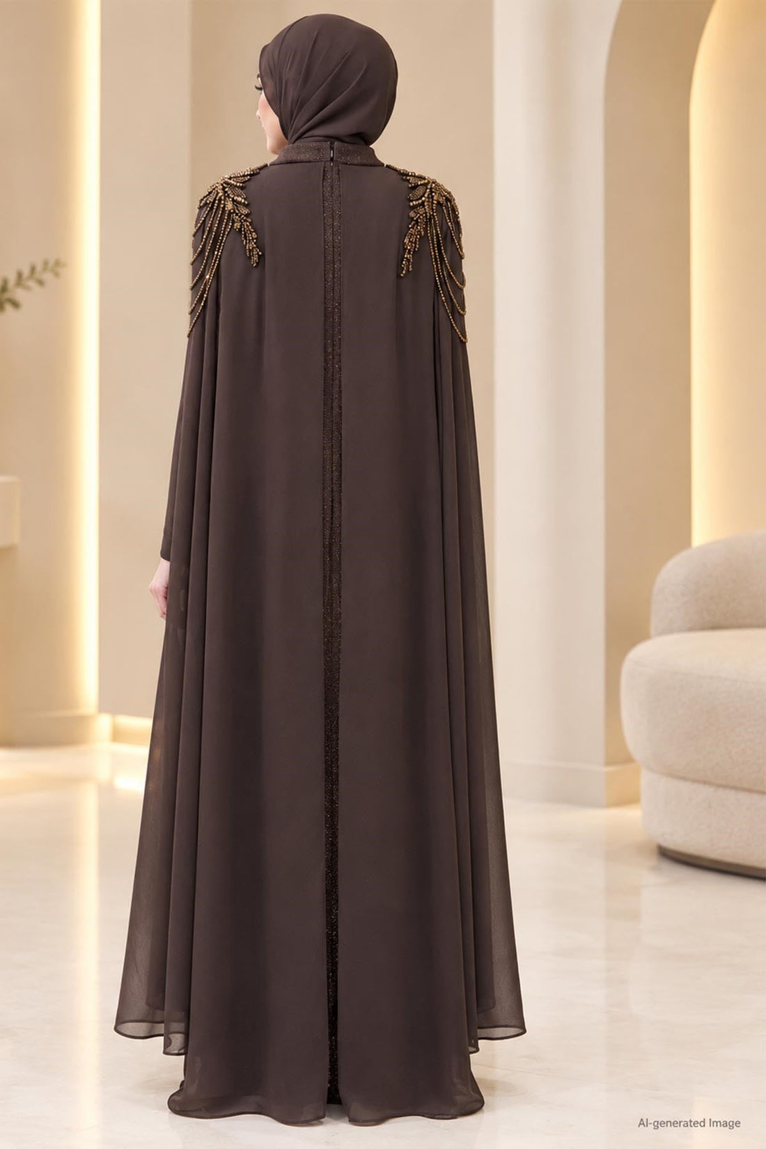 Nurşah Modest Evening Dress - Brown