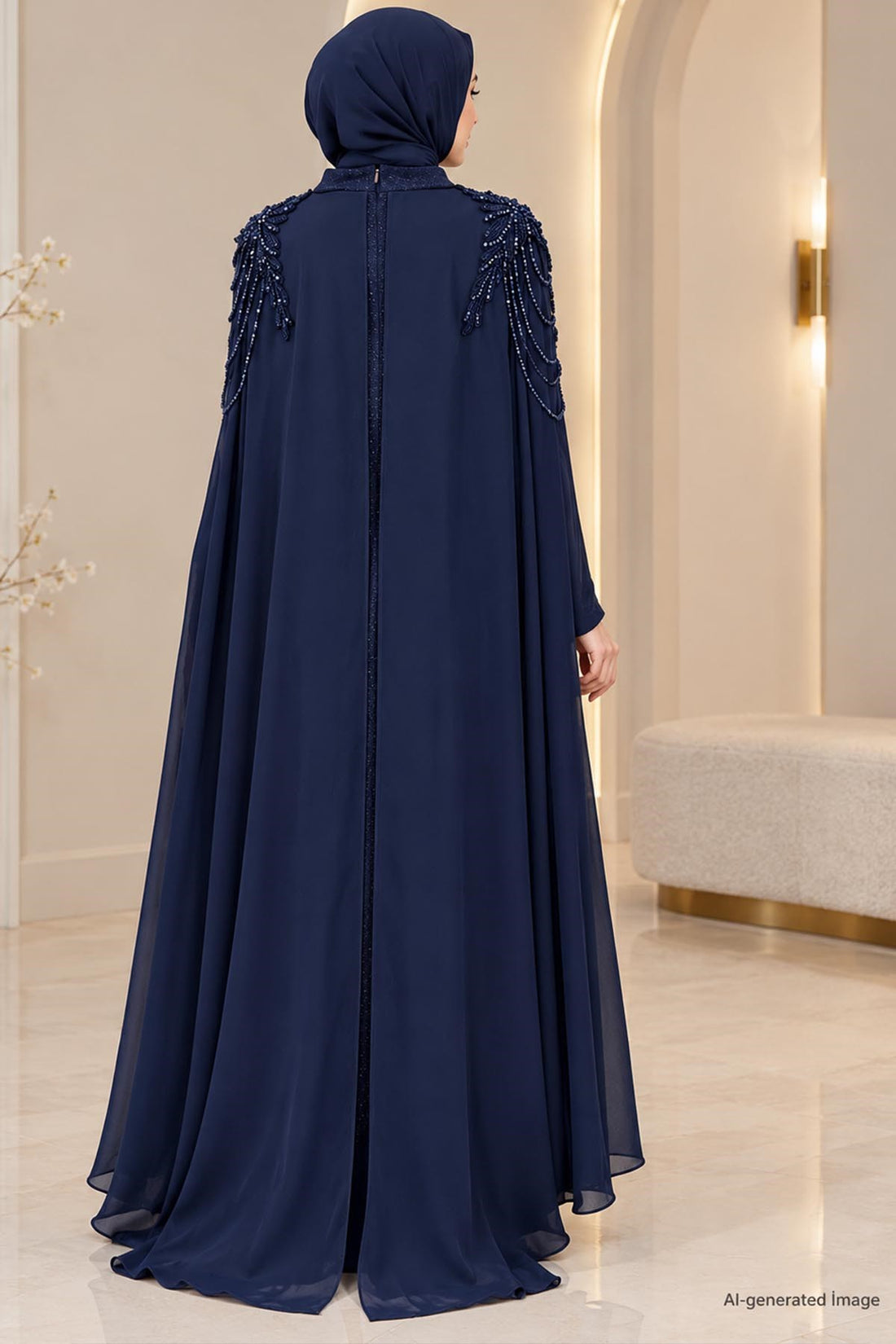 Nurşah Modest Evening Dress - Navy