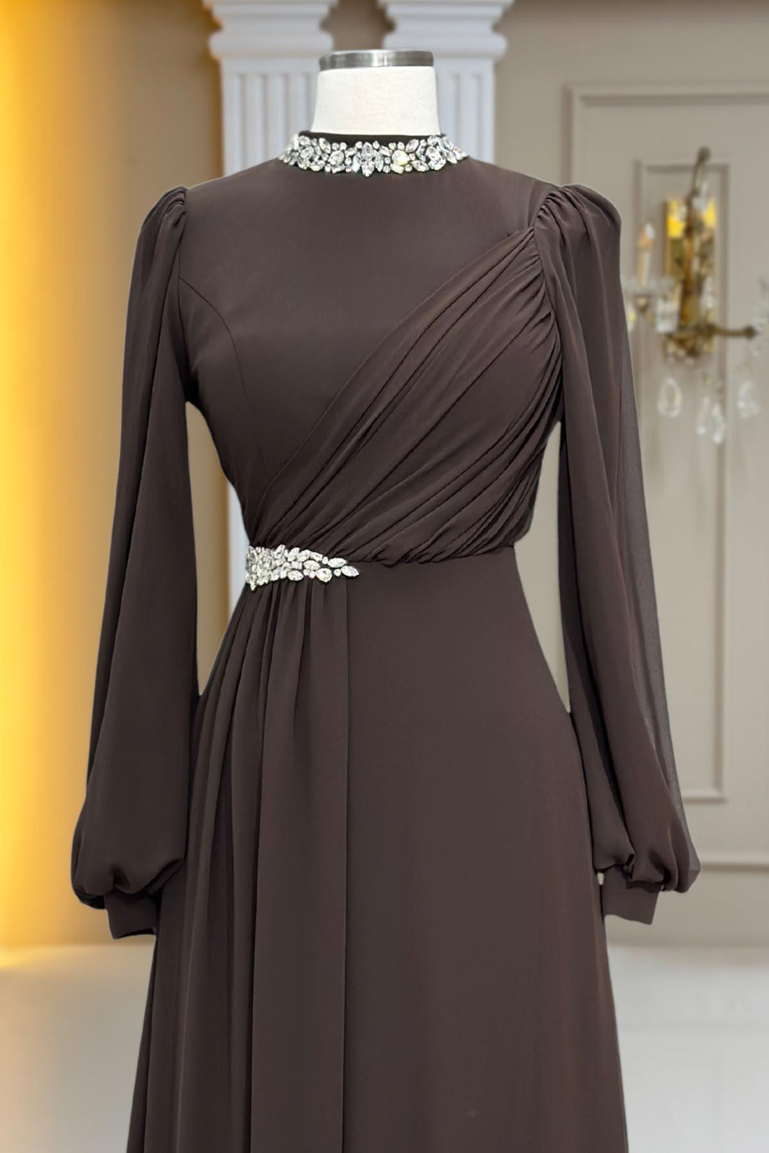 Peri Modest Evening Dress - Brown
