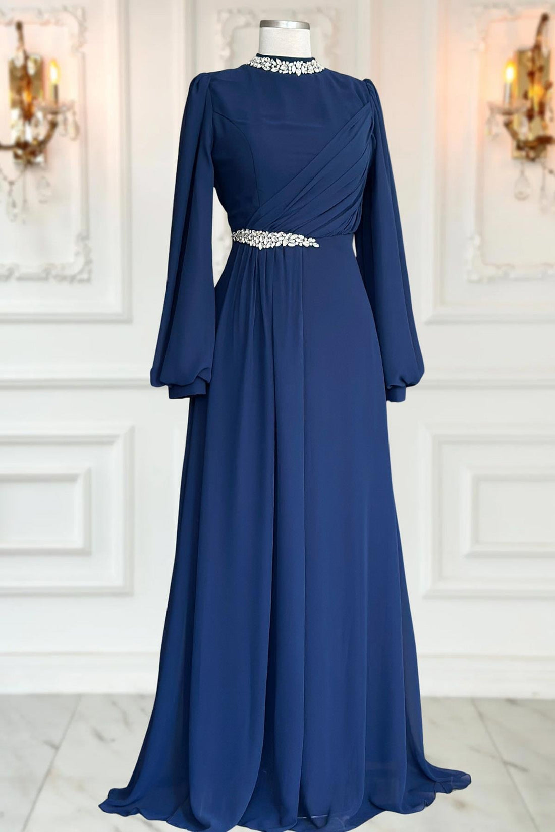 Peri Modest Evening Dress - Navy