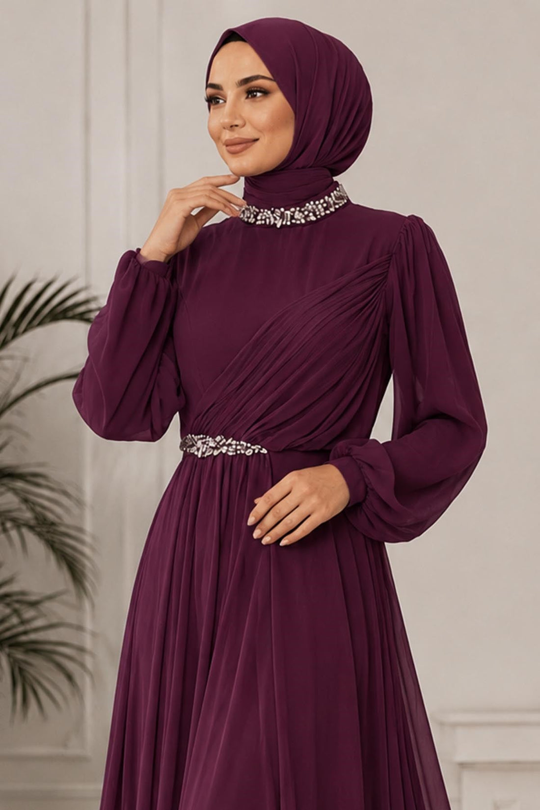 Peri Modest Evening Dress - Plum