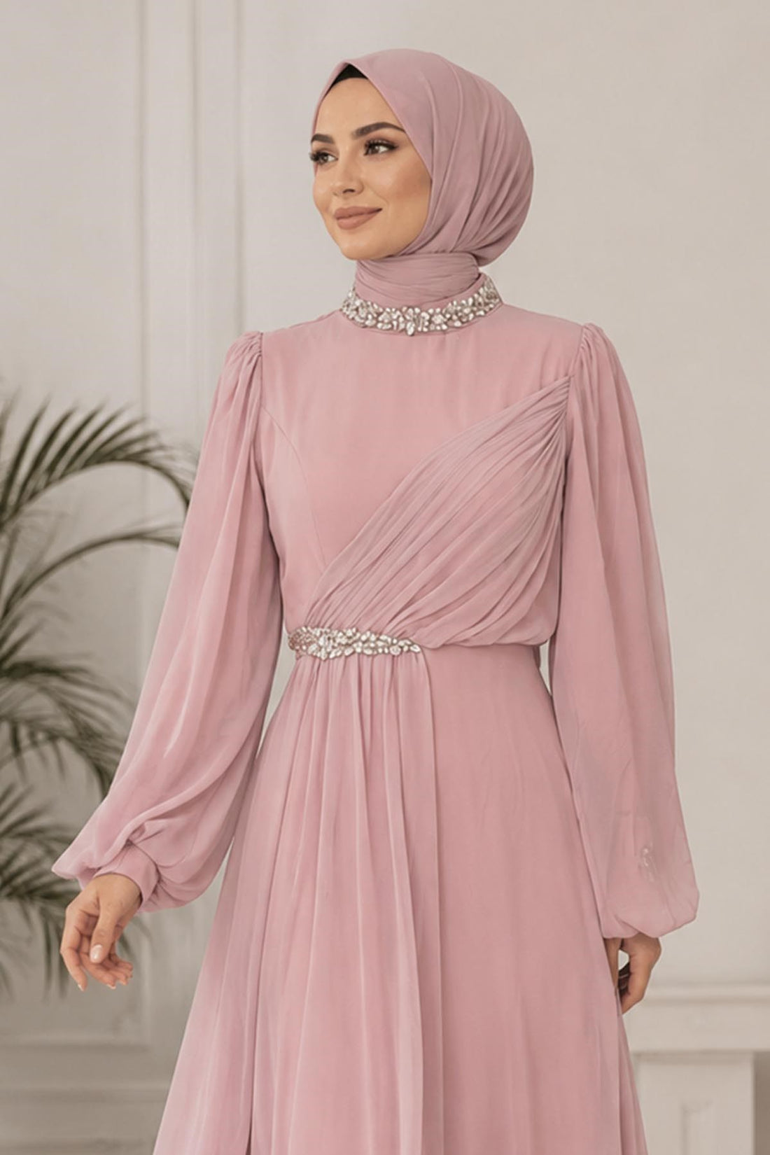 Peri Modest Evening Dress - Blush Pink