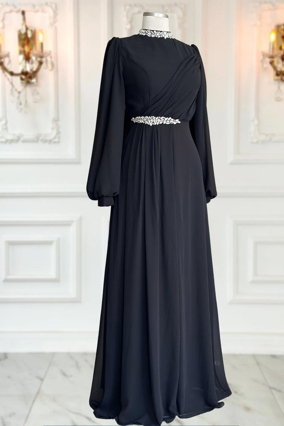 Peri Modest Evening Dress - Black