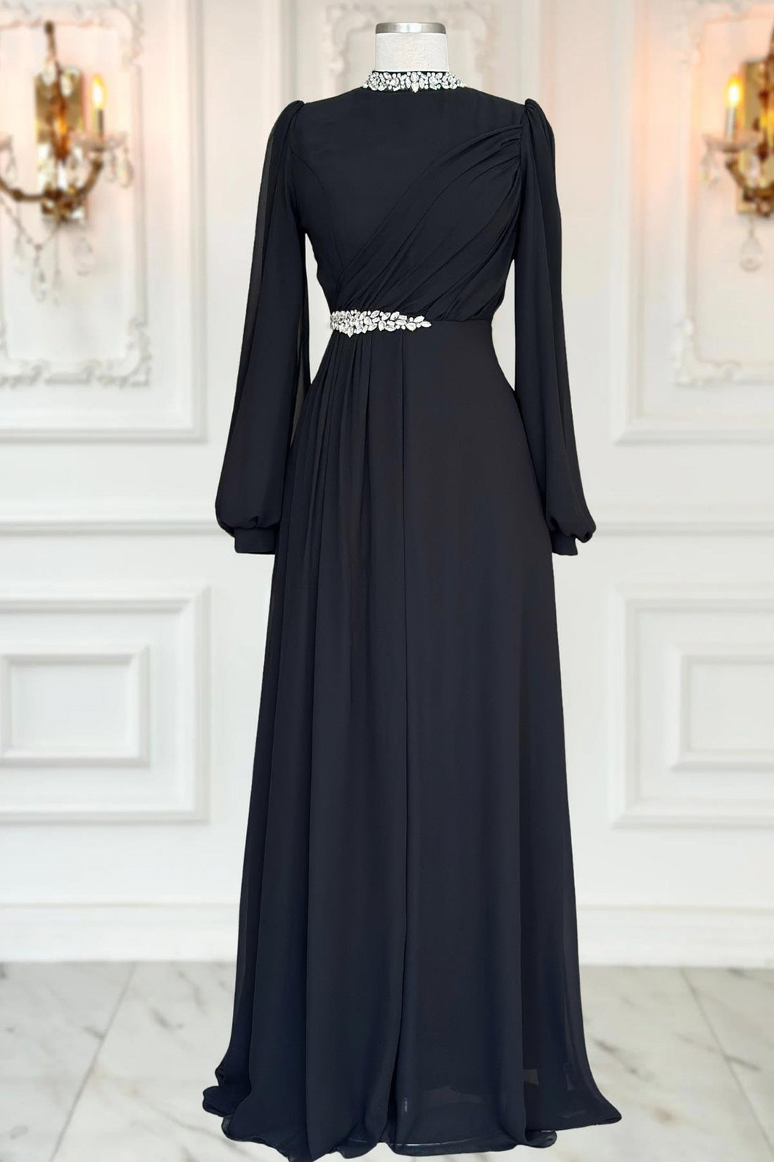 Peri Modest Evening Dress - Black