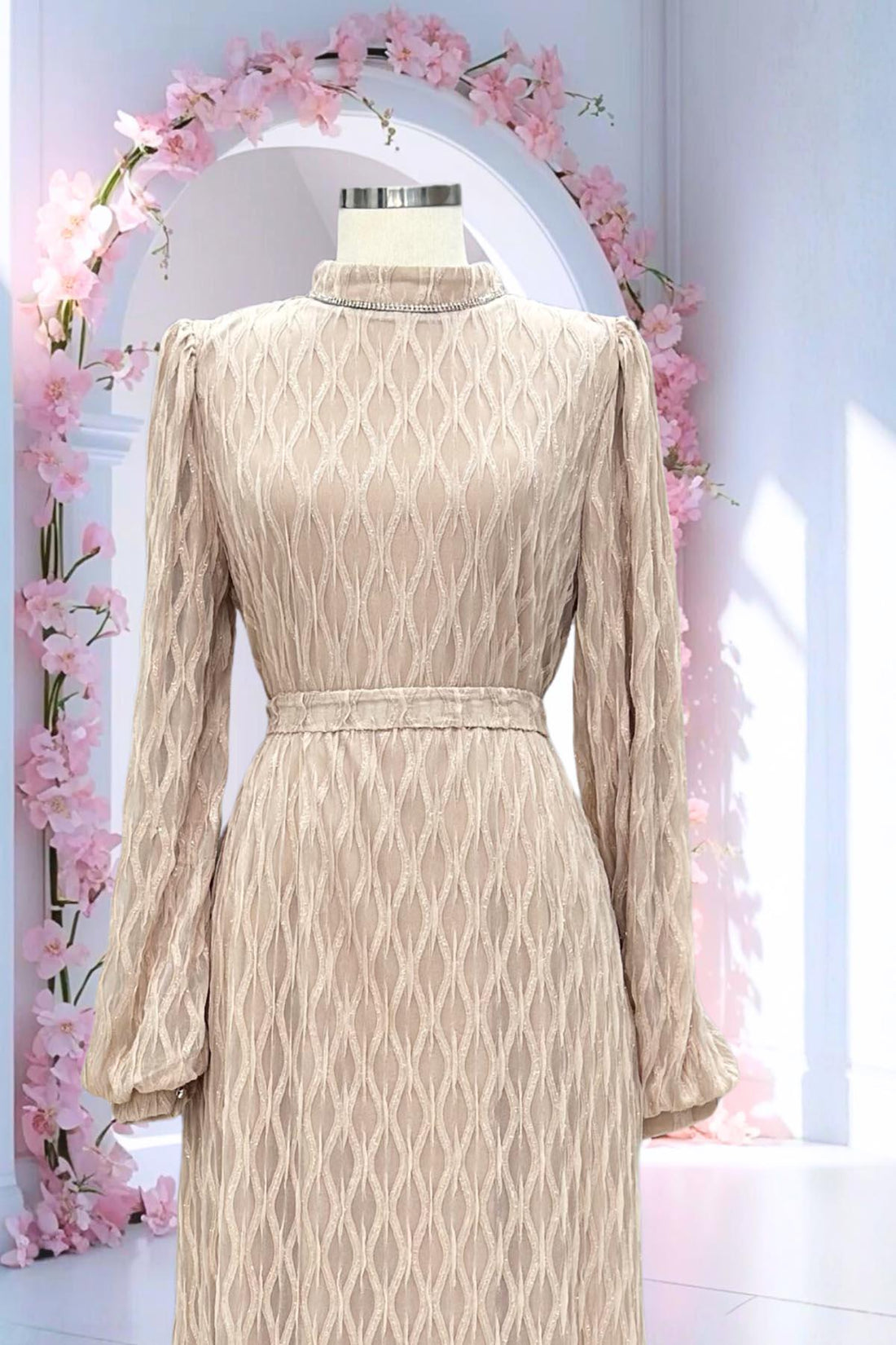 Ravza Modest Evening Dress - Beige