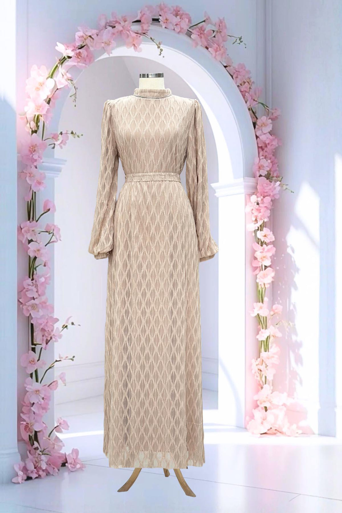 Ravza Modest Evening Dress - Beige