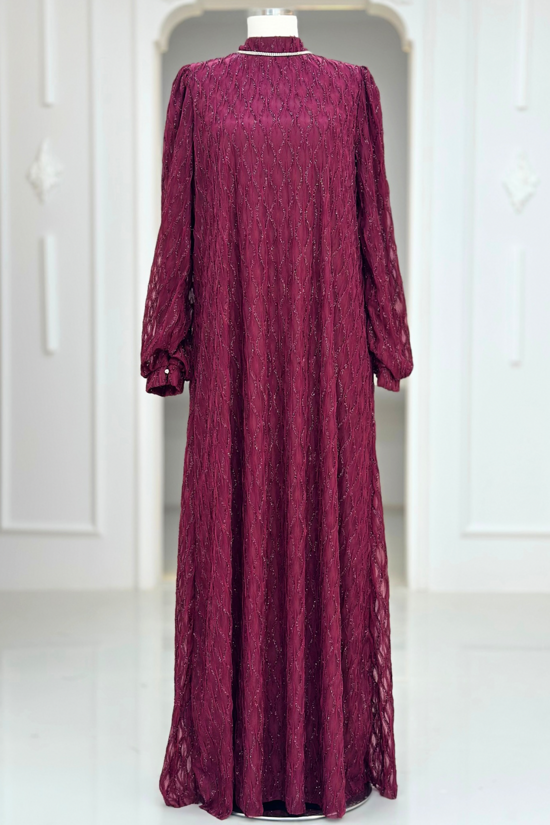Ravza Modest Evening Dress - Burgundy