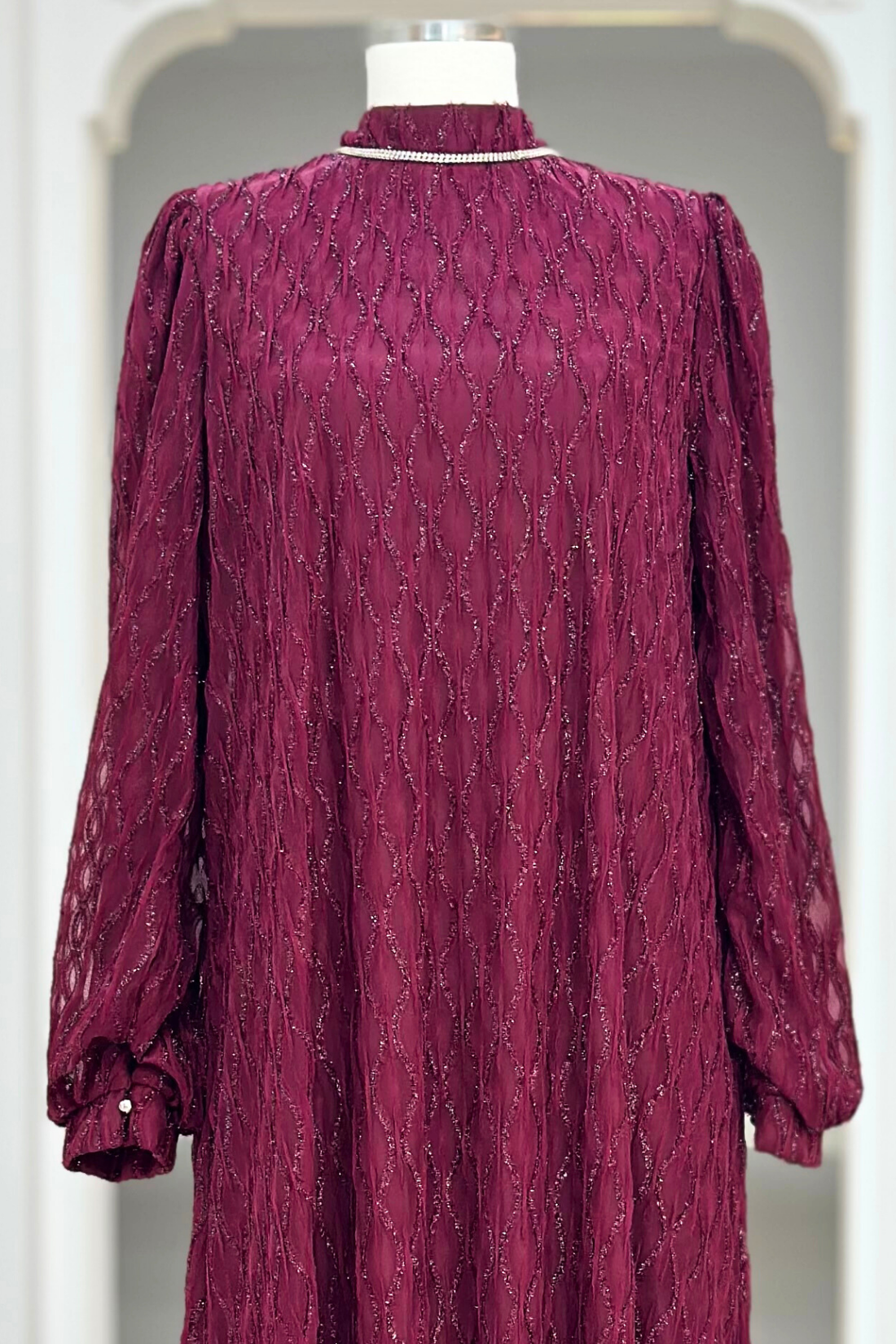 Ravza Modest Evening Dress - Burgundy