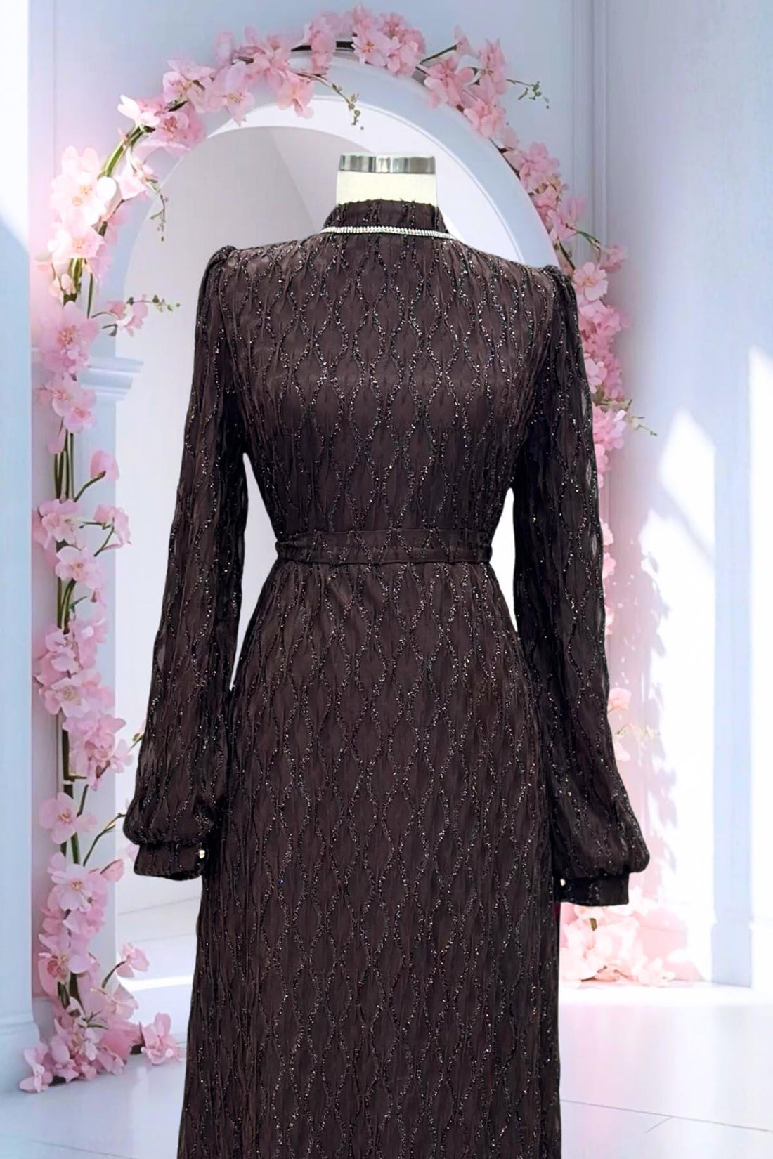 Ravza Modest Evening Dress - Brown