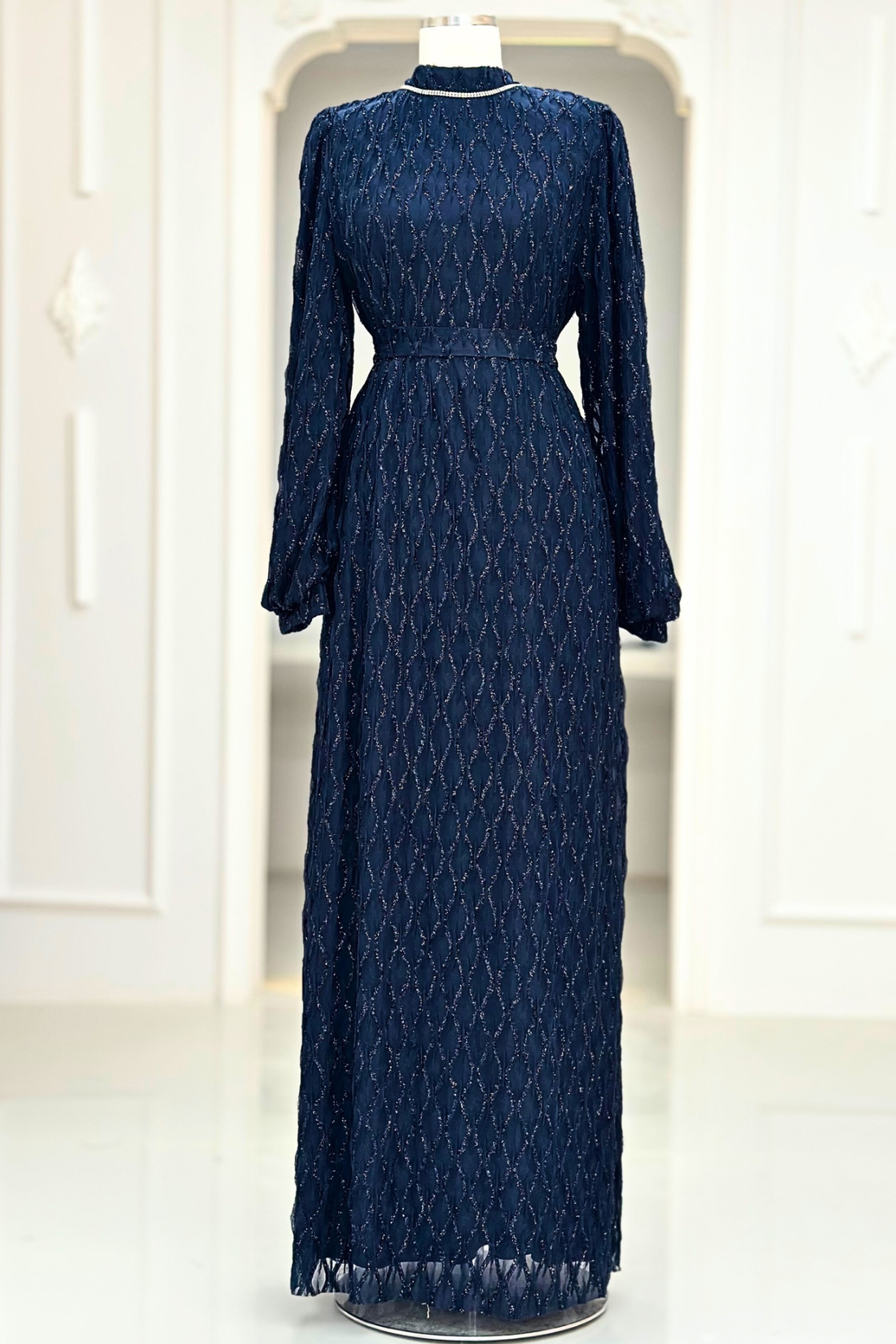 Ravza Modest Evening Dress - Navy