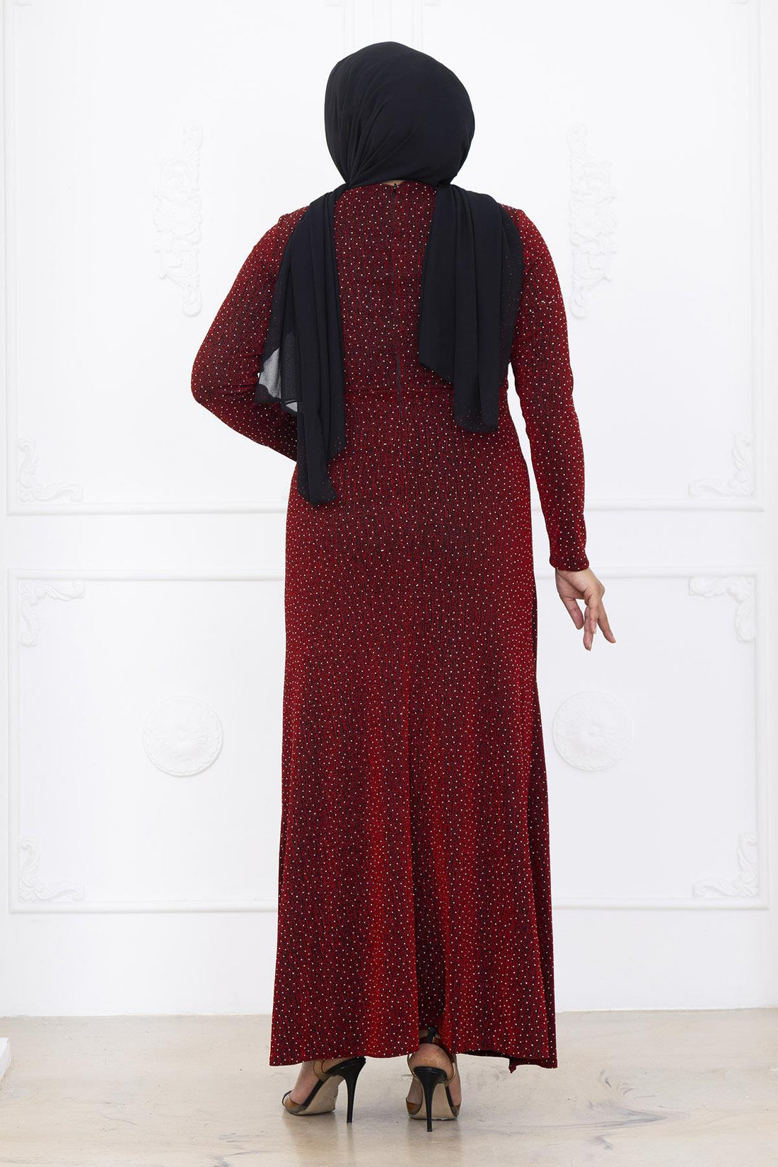 Roza Modest Evening Dress - Burgundy