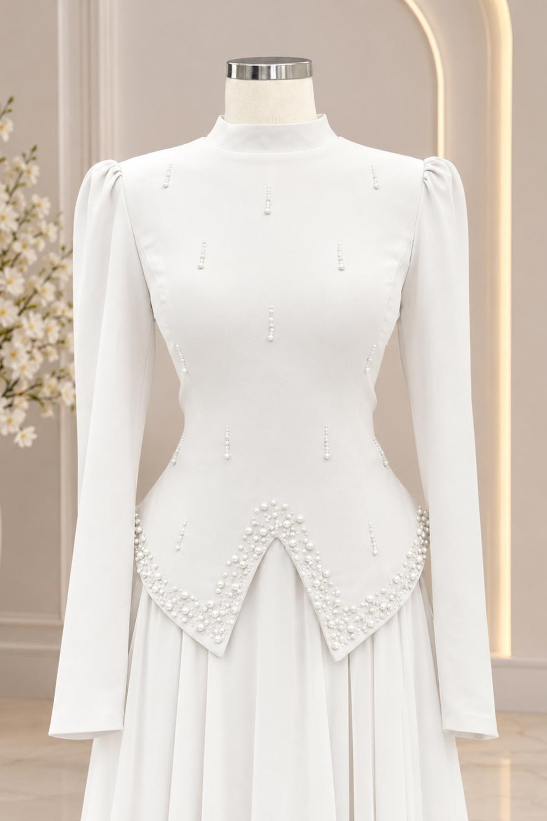 Sedef Modest Evening Dress - Ivory