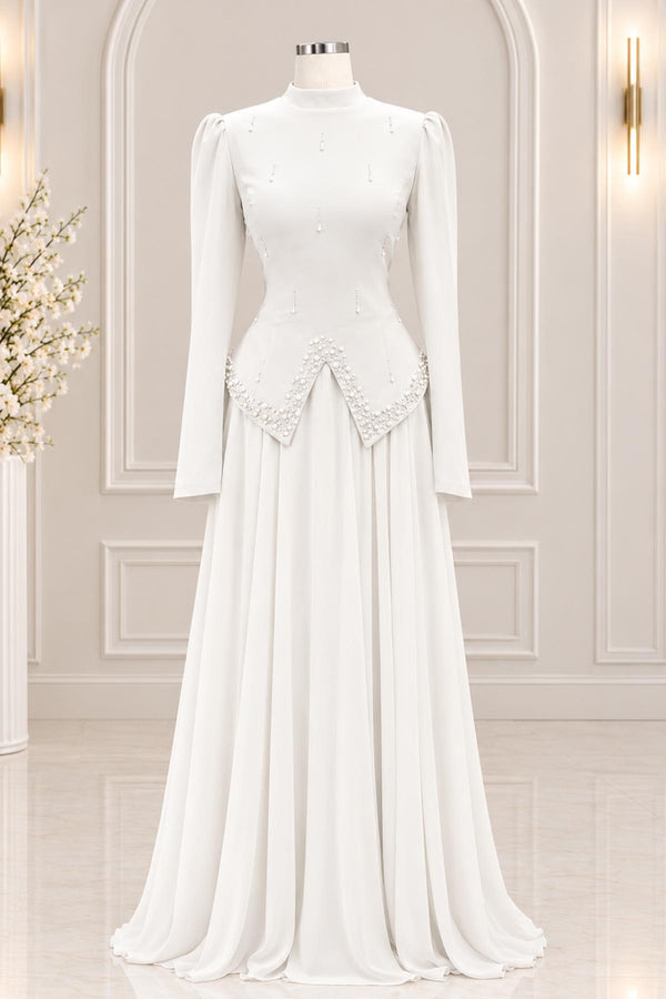 Sedef Modest Evening Dress - Ivory