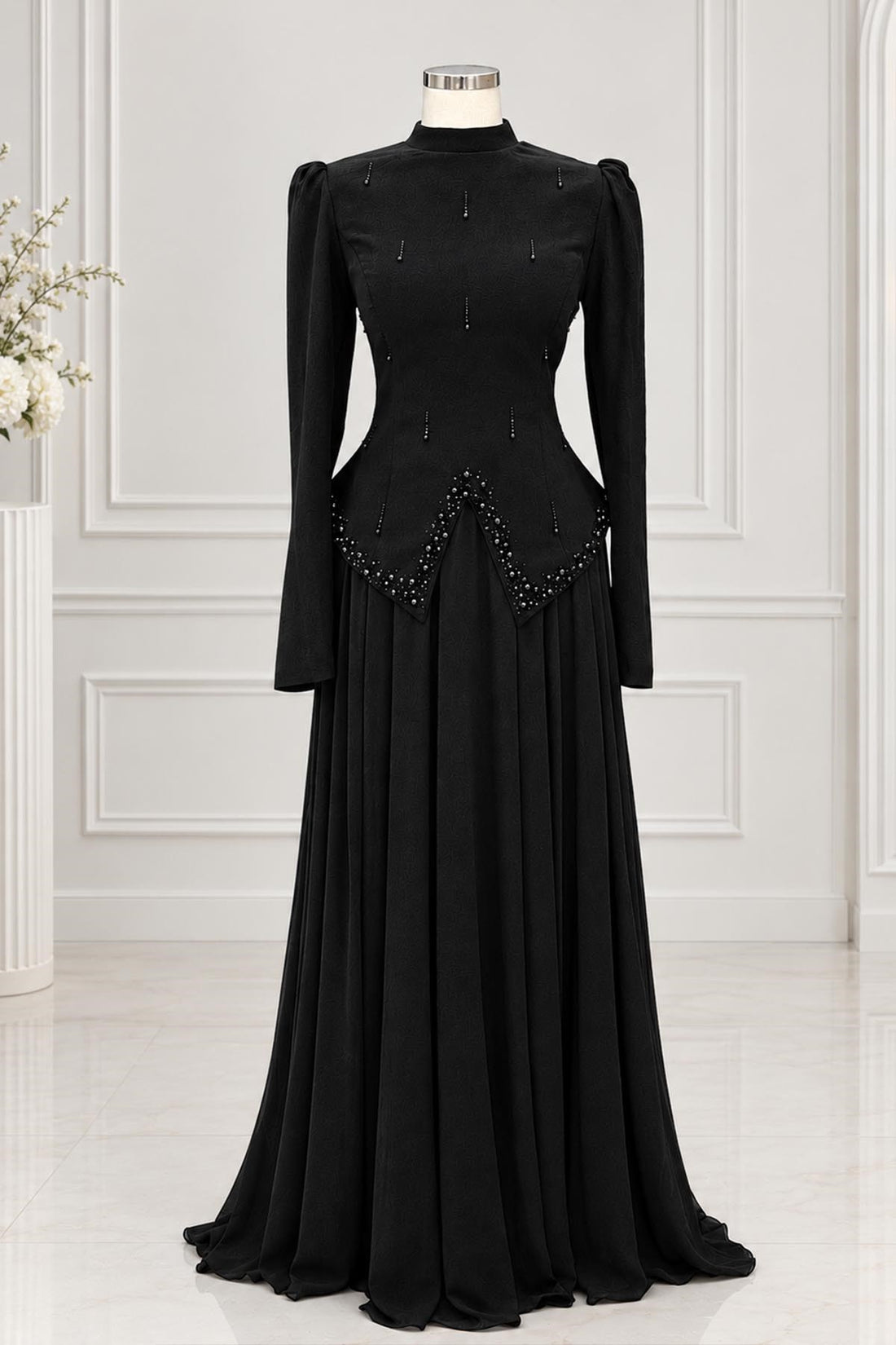 Sedef Modest Evening Dress - Black