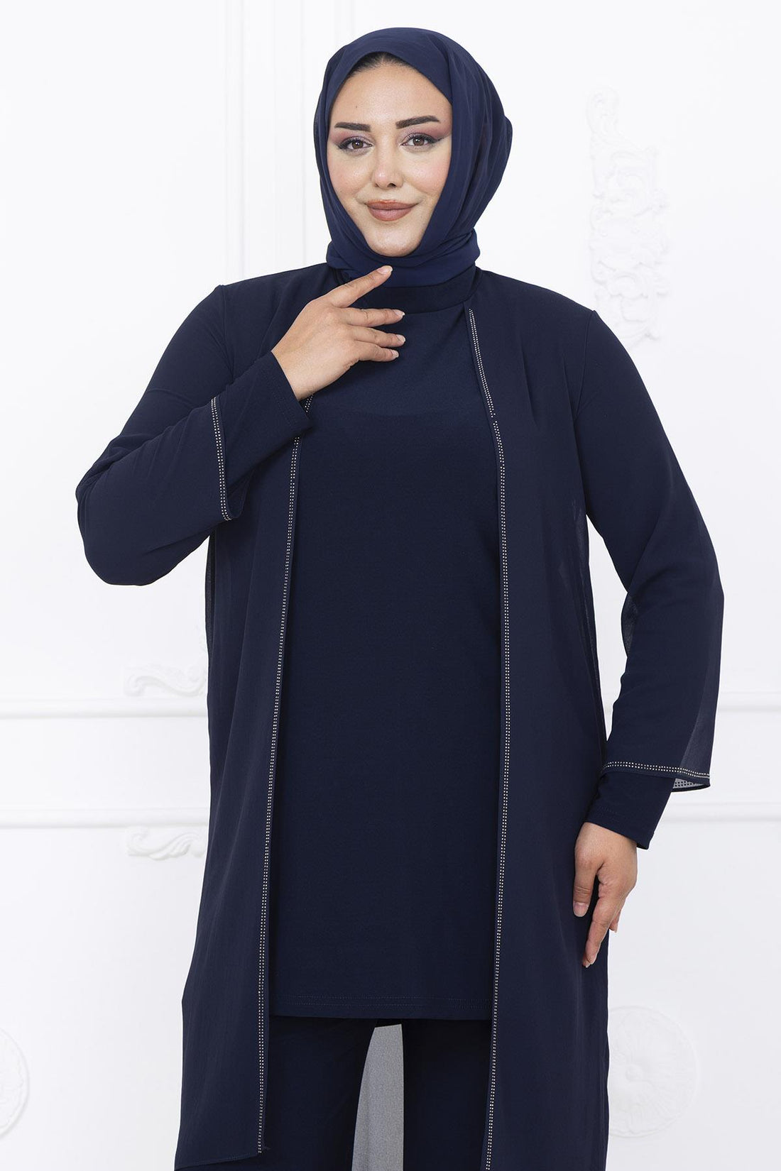 Sezen Modest Evening Set - Navy