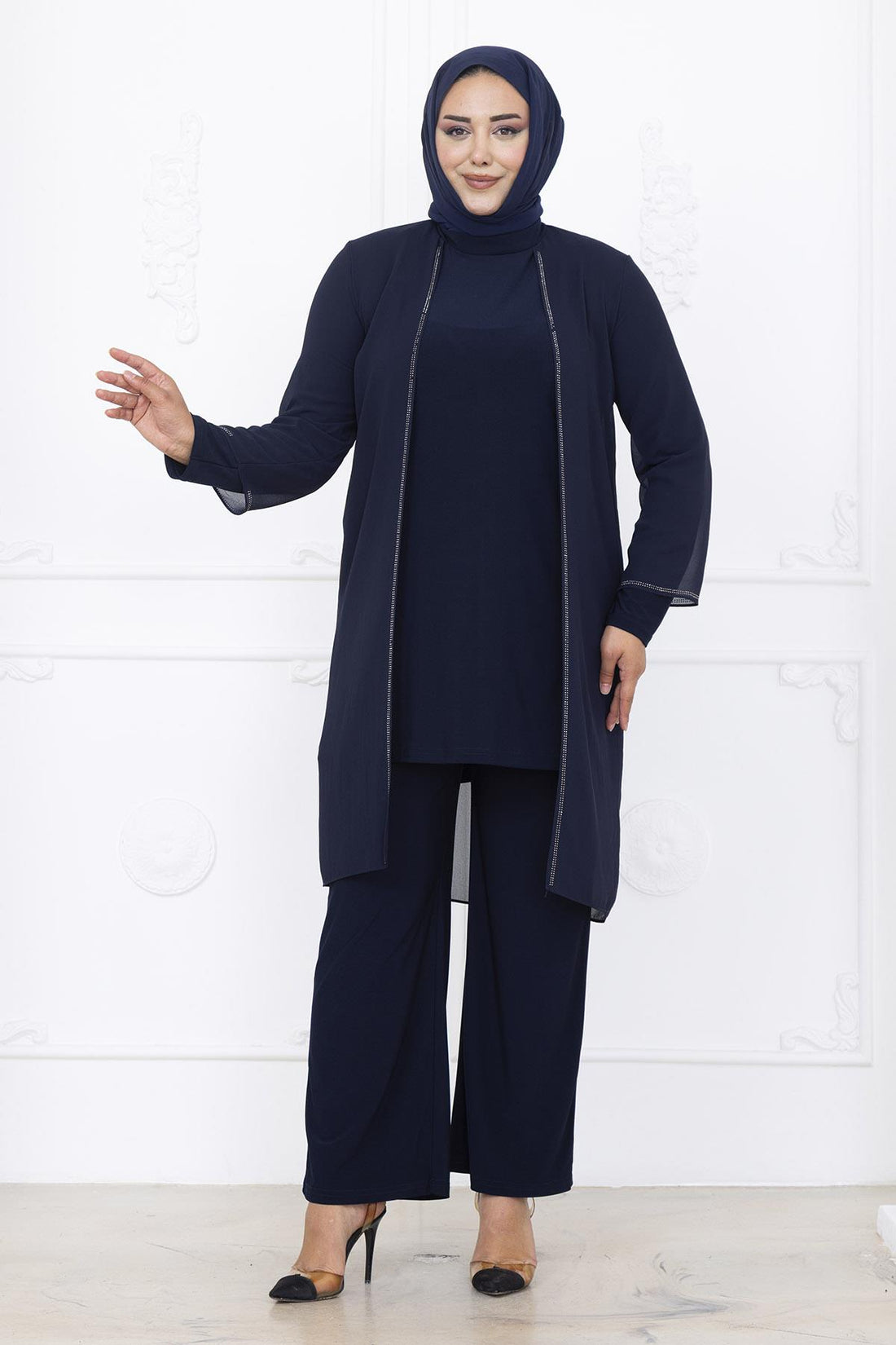 Sezen Modest Evening Set - Navy