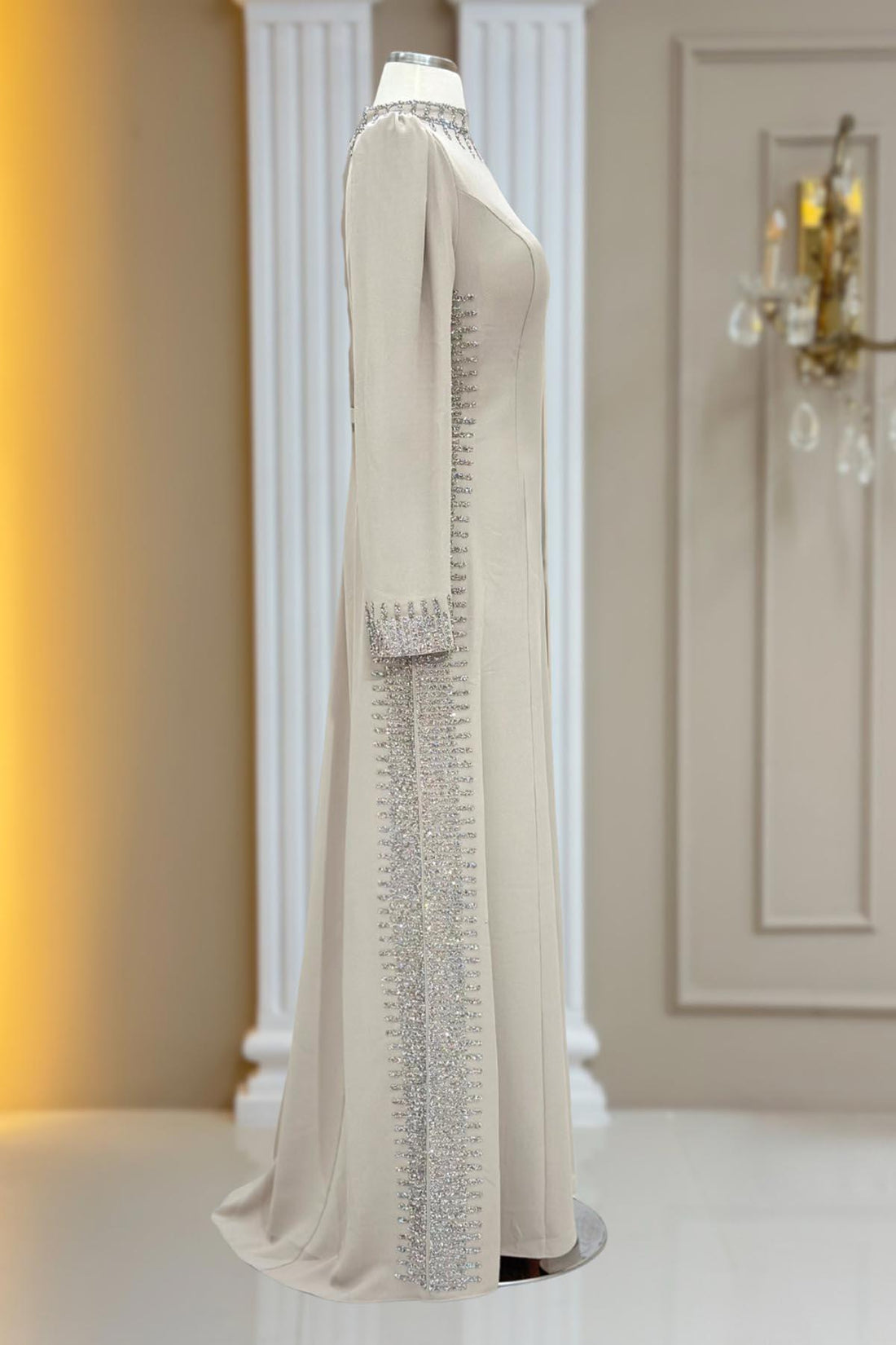 Sıla Modest Evening Dress - Beige