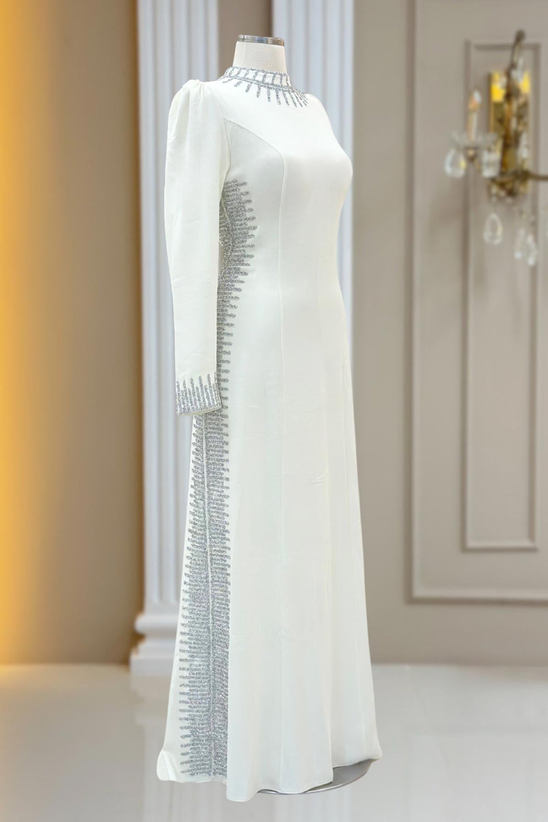 Sıla Modest Evening Dress - Ivory