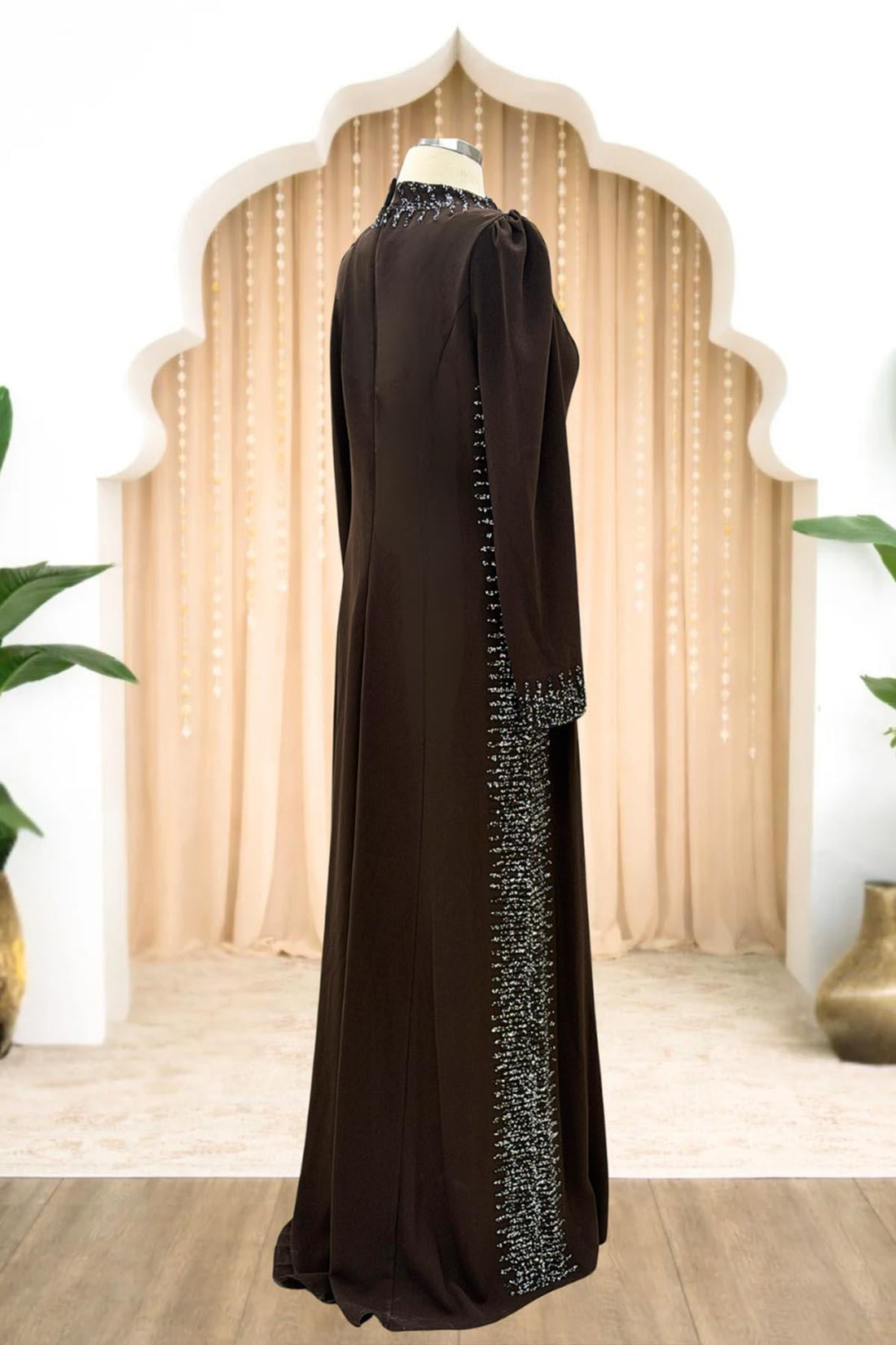Sıla Modest Evening Dress - Brown