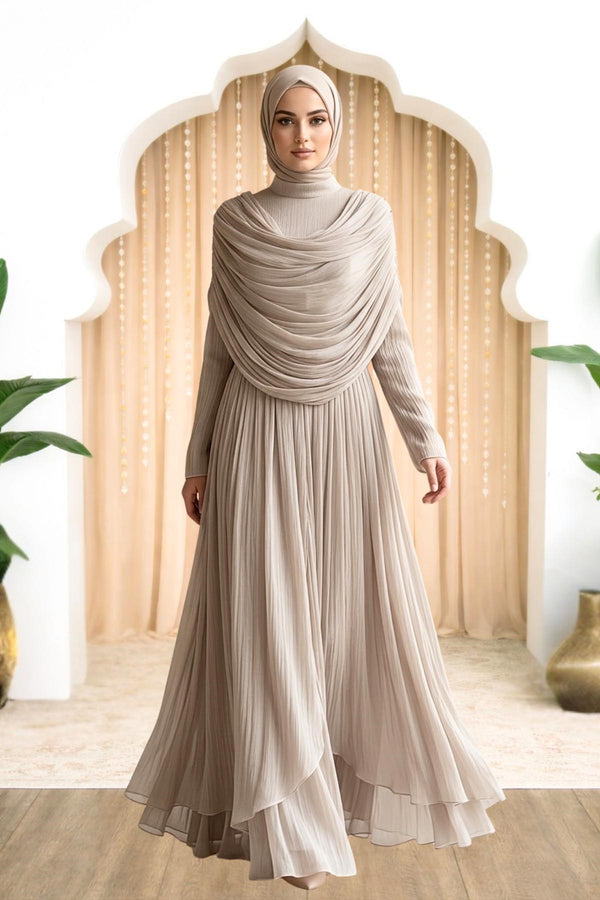 Sumru Modest Evening Dress - Beige