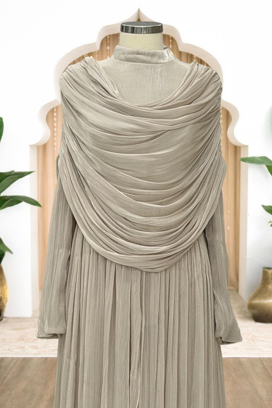 Sumru Modest Evening Dress - Beige
