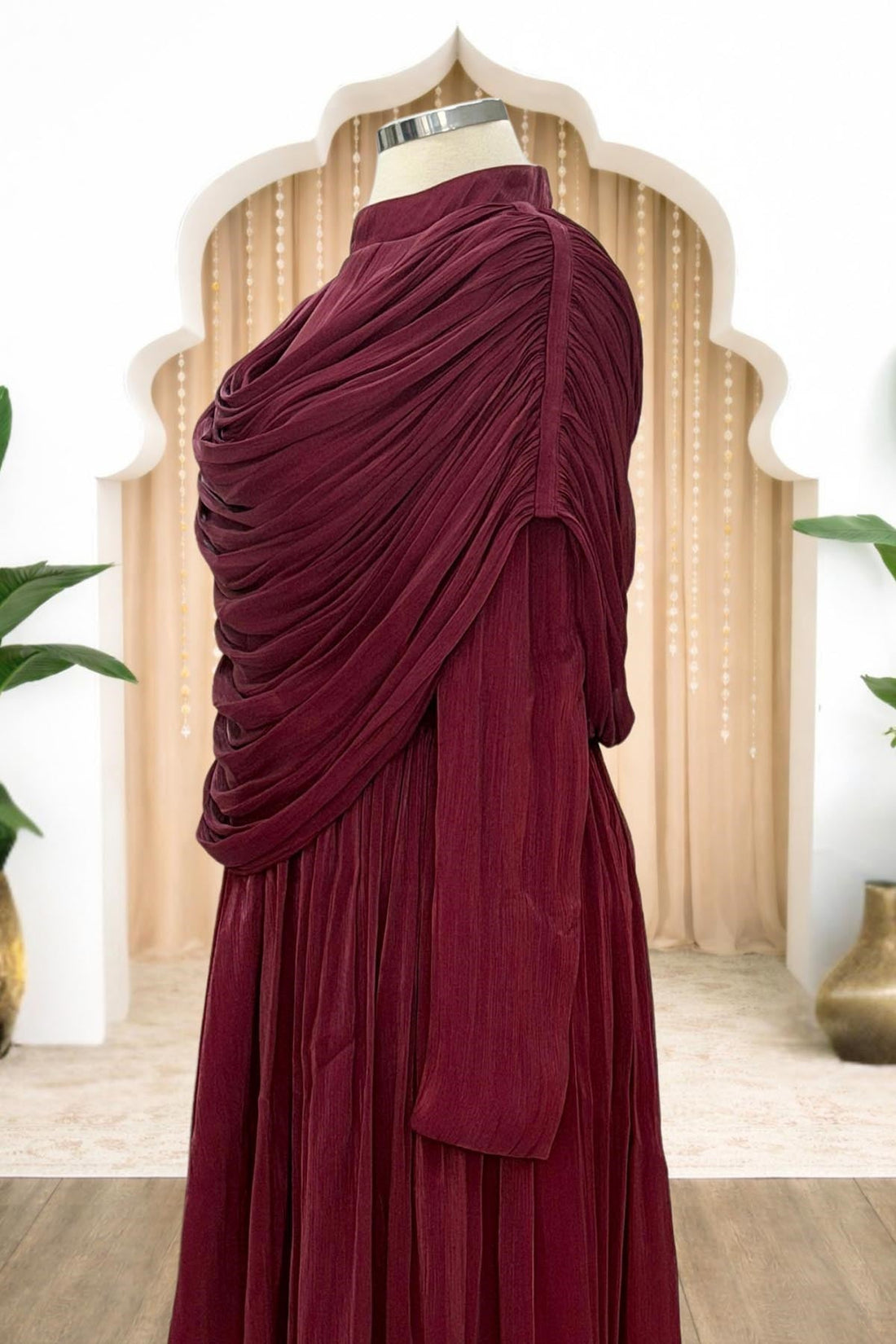 Sumru Modest Evening Dress - Burgundy