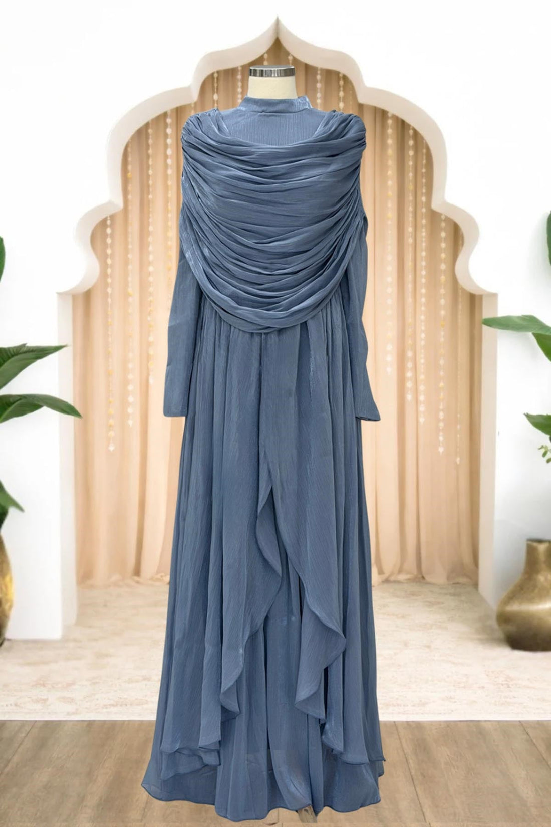 Sumru Modest Evening Dress - Indigo