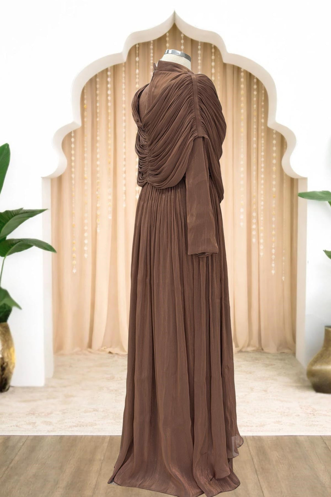 Sumru Modest Evening Dress - Brown