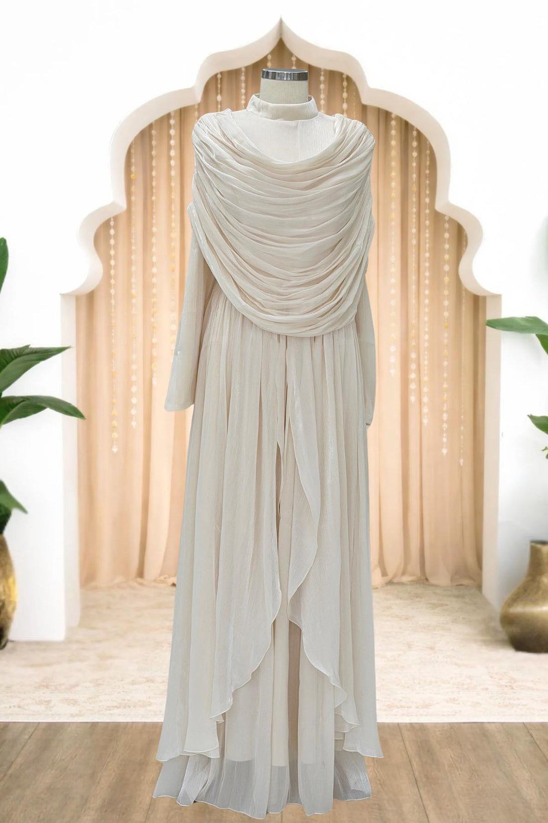 Sumru Modest Evening Dress - Cream
