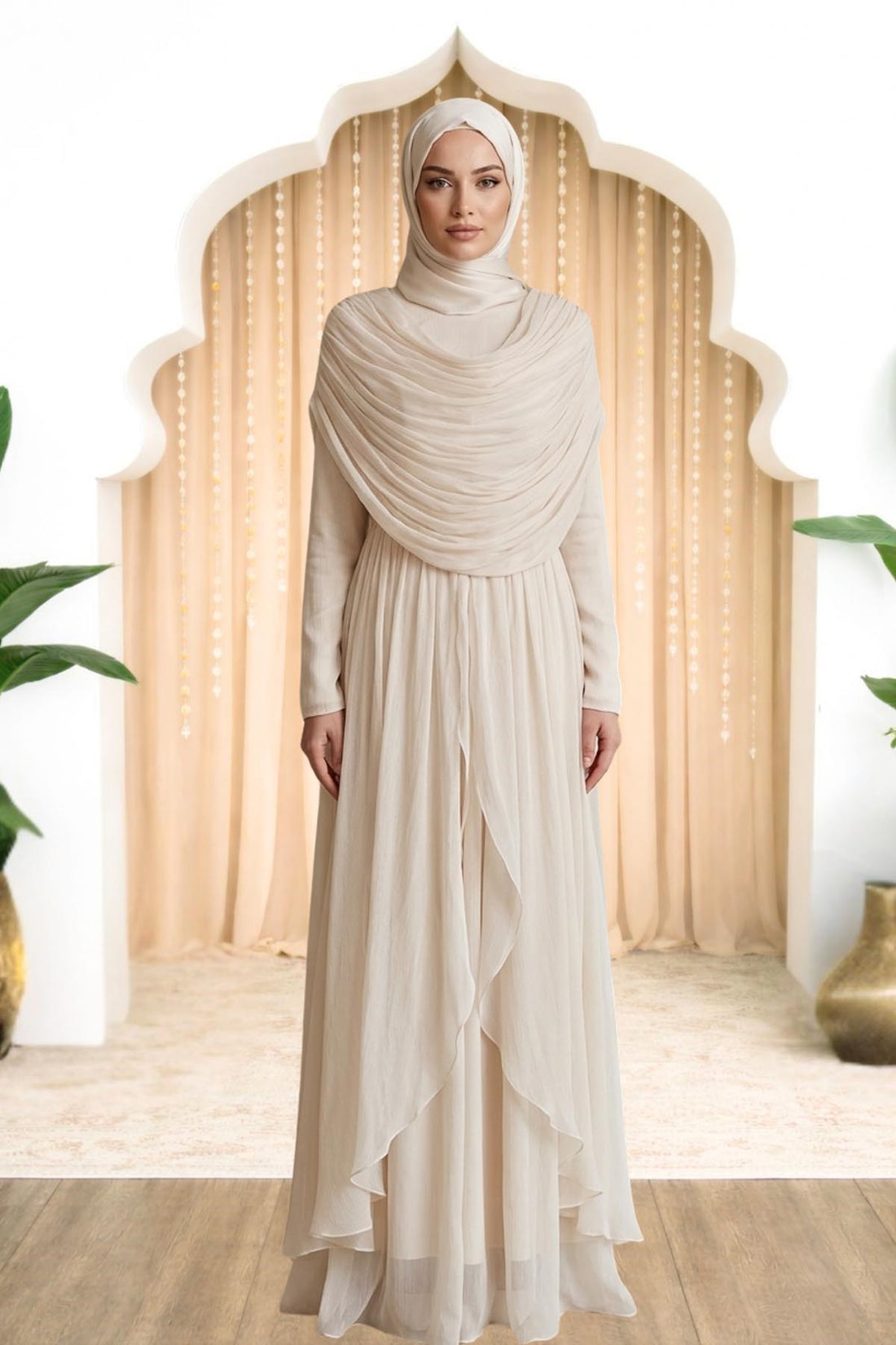 Sumru Modest Evening Dress - Cream
