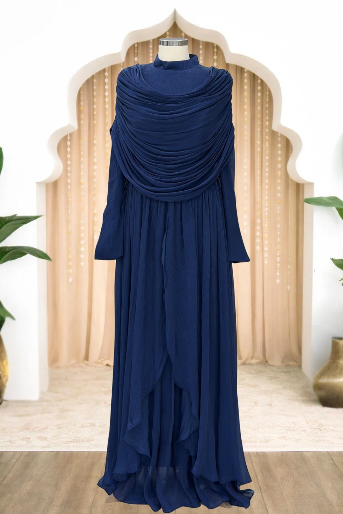 Sumru Modest Evening Dress - Navy